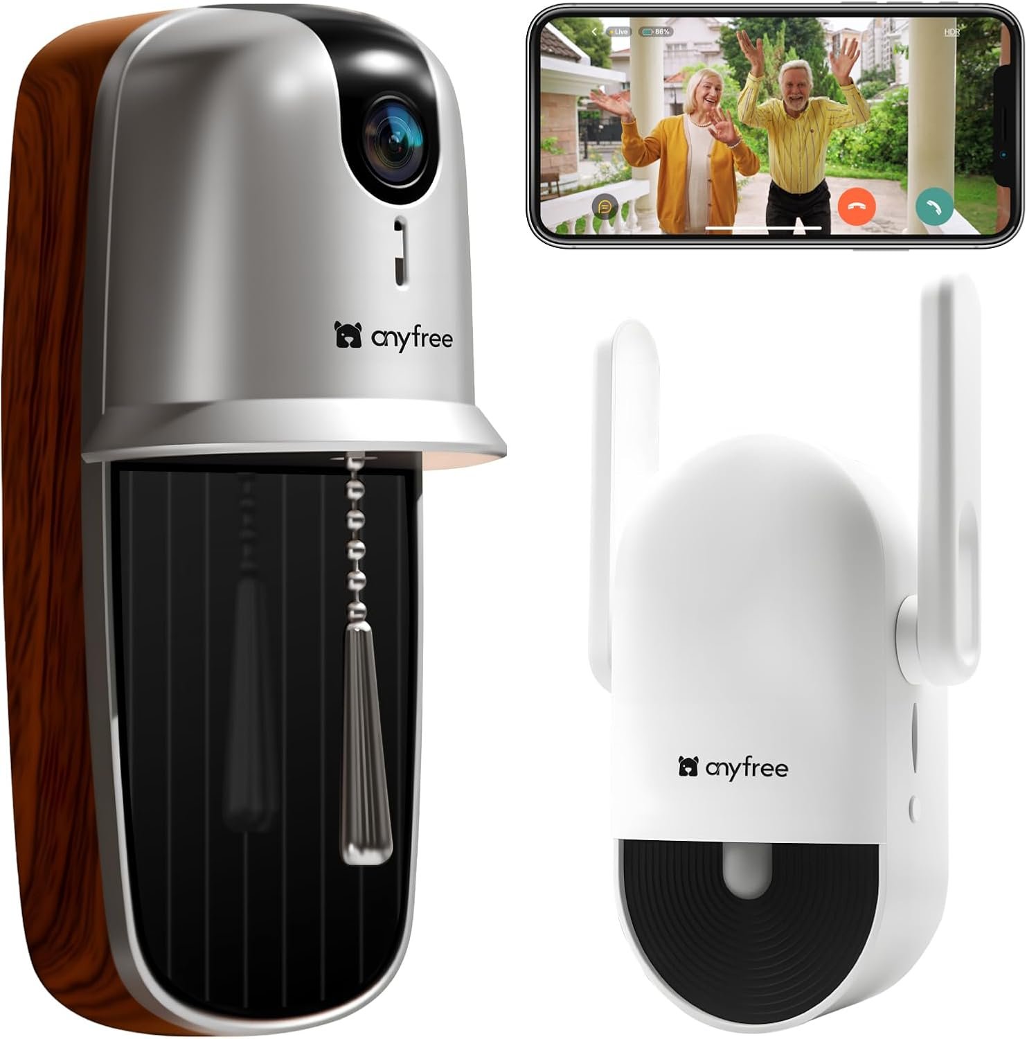 anyfree 2025 Newly Video Doorbell Camera Wireless, AI Motion Detection, 3280ft Wireless Long Range Signal, HDR Ultra-Clear 2.4g & 5g Video Doorbells Camera with Chime,Solar Extends Battery Life
