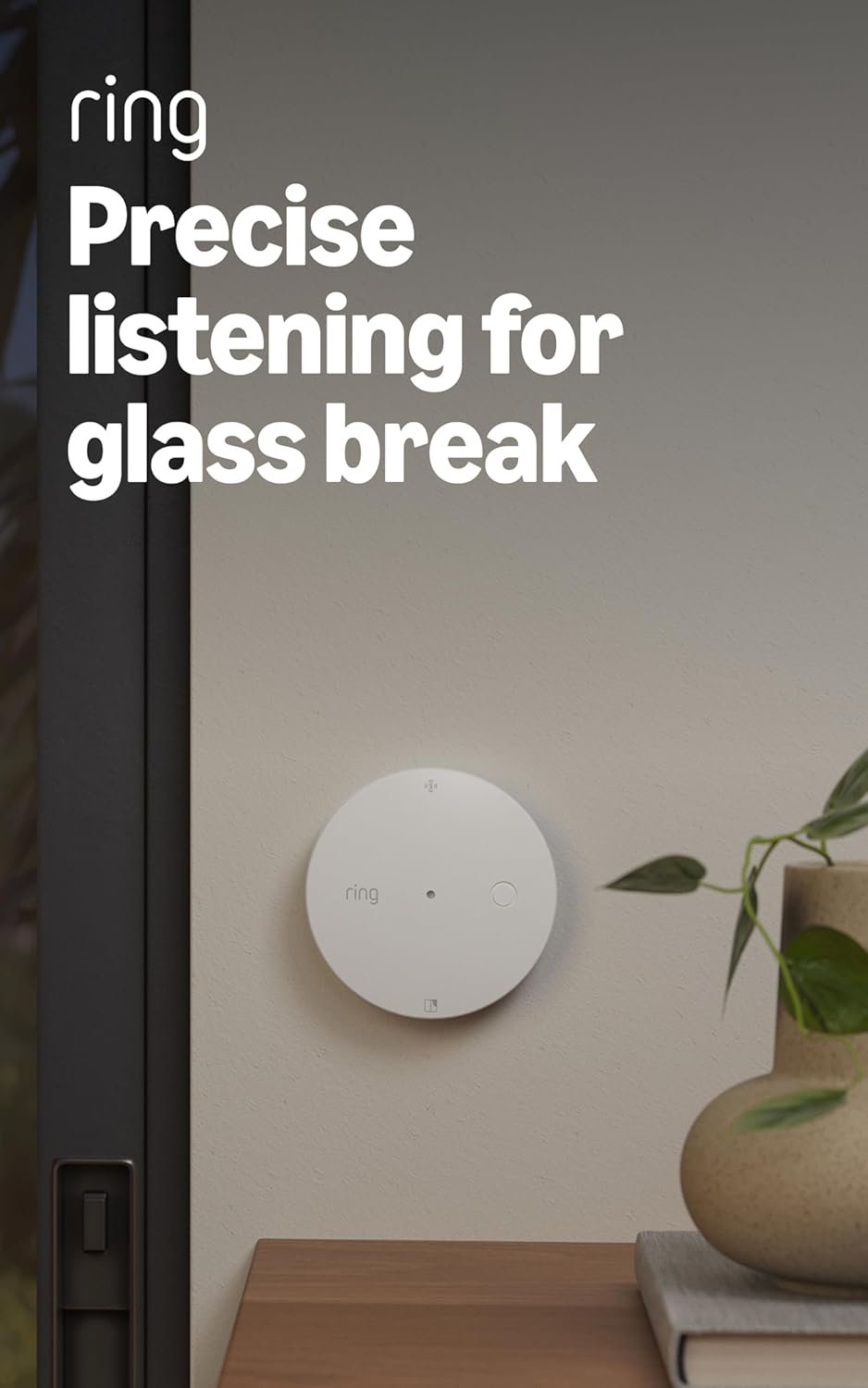 Ring Sensors: Glass Break Sensor (newest model) – Instant notifications, on Amazon Sidewalk, no base station needed, Pro Monitoring (sold separately)