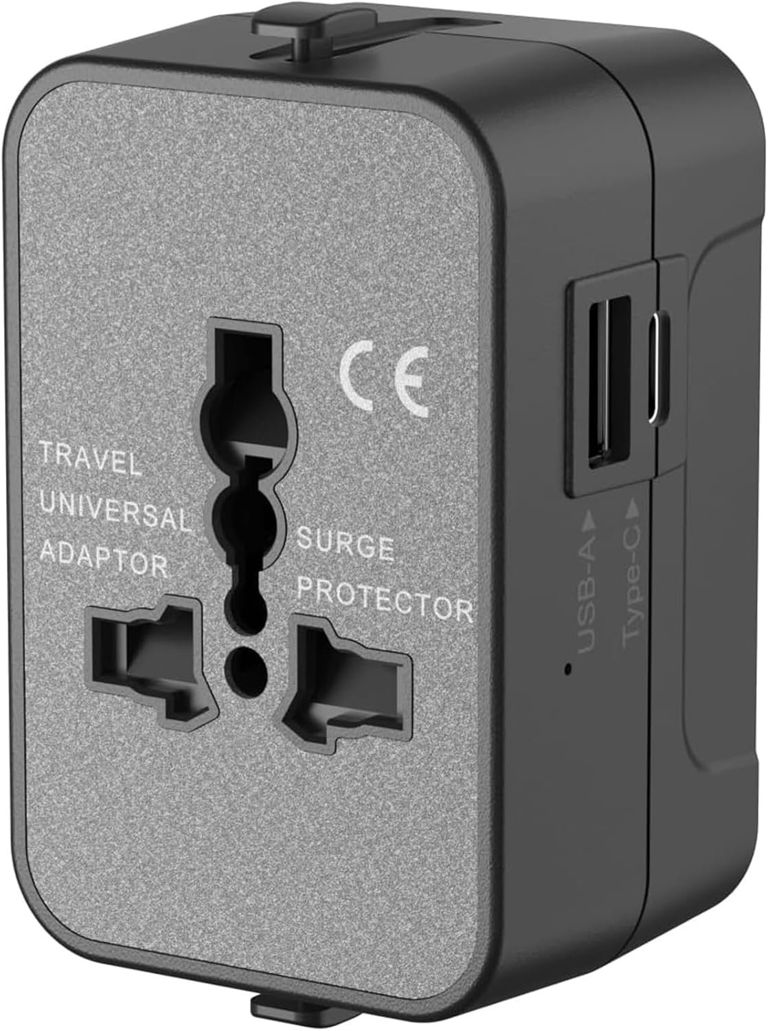 2025 Upgraded Universal Travel Adapter, All-in-One International Plug with USB-A & Type-C Fast Charging Ports, Double Fuse Safety Portable Adapter for EU UK US AU Worldwide Travel