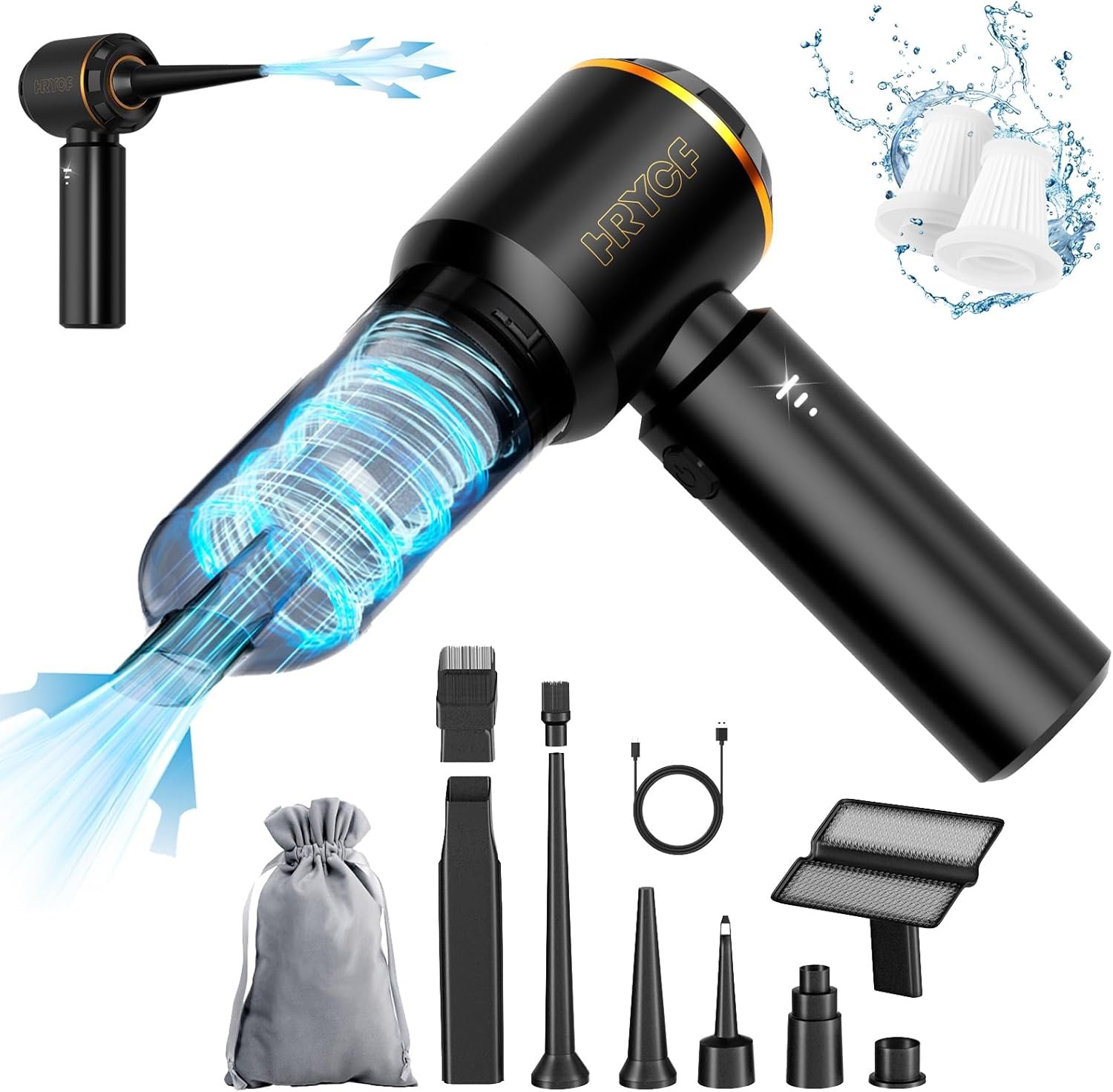 Professional Car Vacuum Cleaner, 20000Pa Powerful Handheld Vacuum for Car Interior Cleaning, Portable Cordless Mini Vacuum with Brushless Motor & Crevice Tool for Car