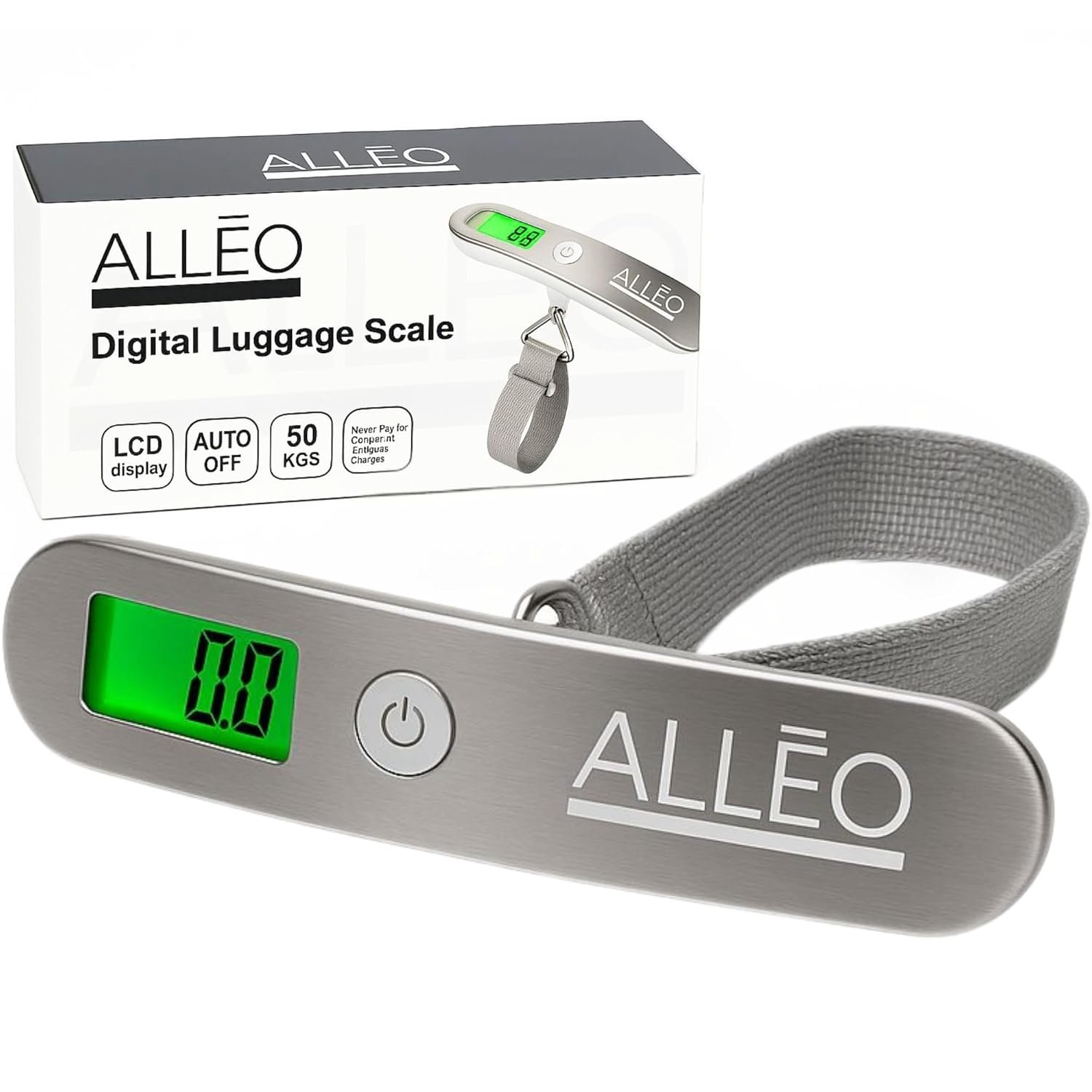 Alleo Luggage Weight Scale for Travel 110lbs – Precise Luggage Scale Travel Digital, Portable Handheld Bag Weigher with Backlit LCD, Battery Included, Compact for Airport, Cruise & Carry-On