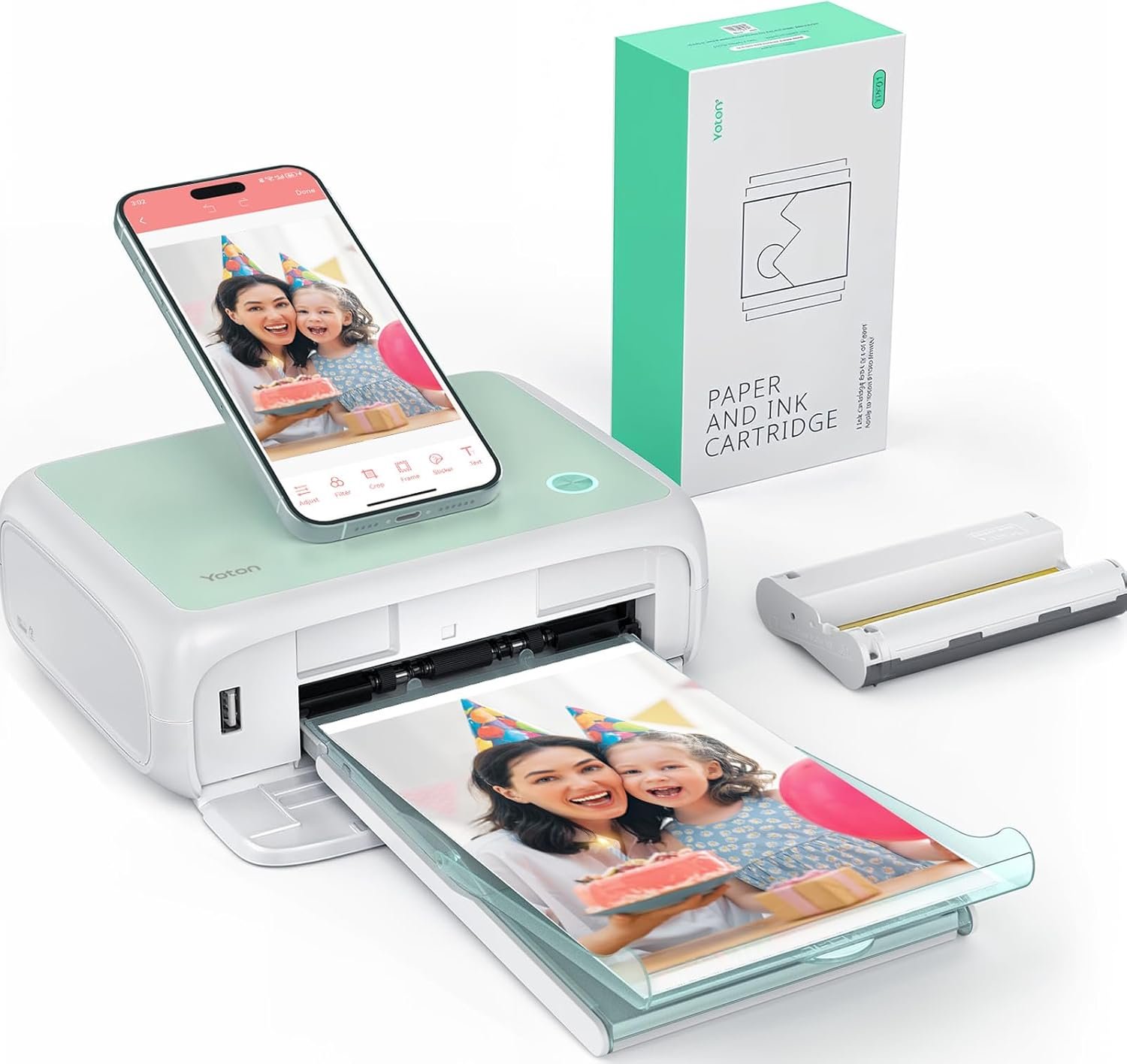 YOTON Photo Printer, Picture Printer with 54 Sheets (4″x6″) & 1 Ink Ribbon, Support AR Video Printing, Wi-Fi Connection, Portable Photo Printer for iPhone/Android/Laptop