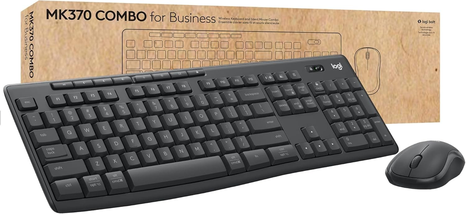 Logitech MK370 Combo for Business, Wireless Full-Size Keyboard and Wireless Mouse, Secure Logi Bolt USB Receiver, Bluetooth, Globally Certified Windows/Mac/Chrome, Linux – Graphite
