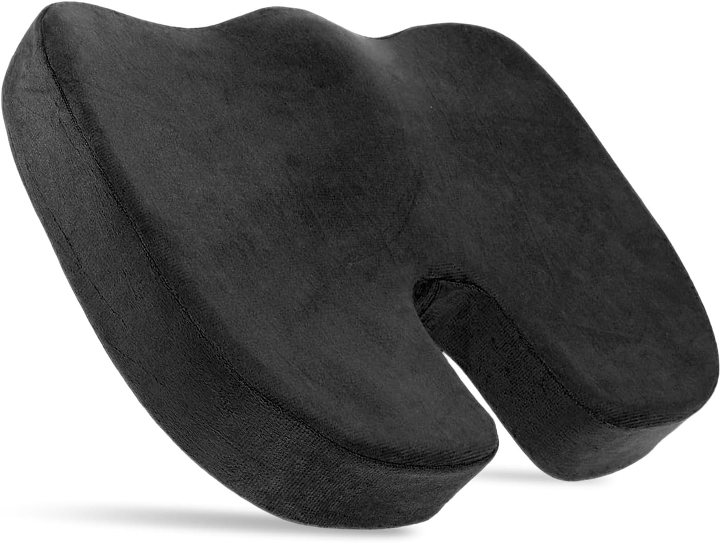 Car Seat Cushion, Ergonomic Memory Foam Chair Cushion for Long Sitting Tailbone Pain & Sciatica Relief, Comfortable Seat Pads for Car Wheelchair Gaming & Office Chairs (Black)