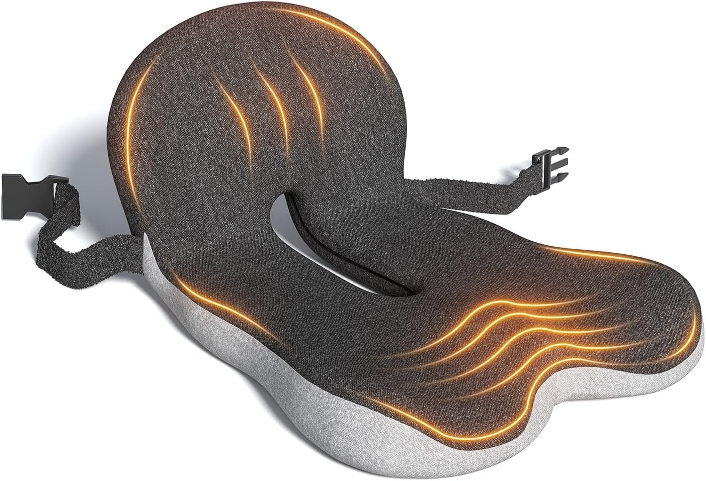 Office Chair Seat Cushion for Long Sitting Workers – L-Shaped Ergonomic Memory Foam with Tailbone Support & Adjustable Strap