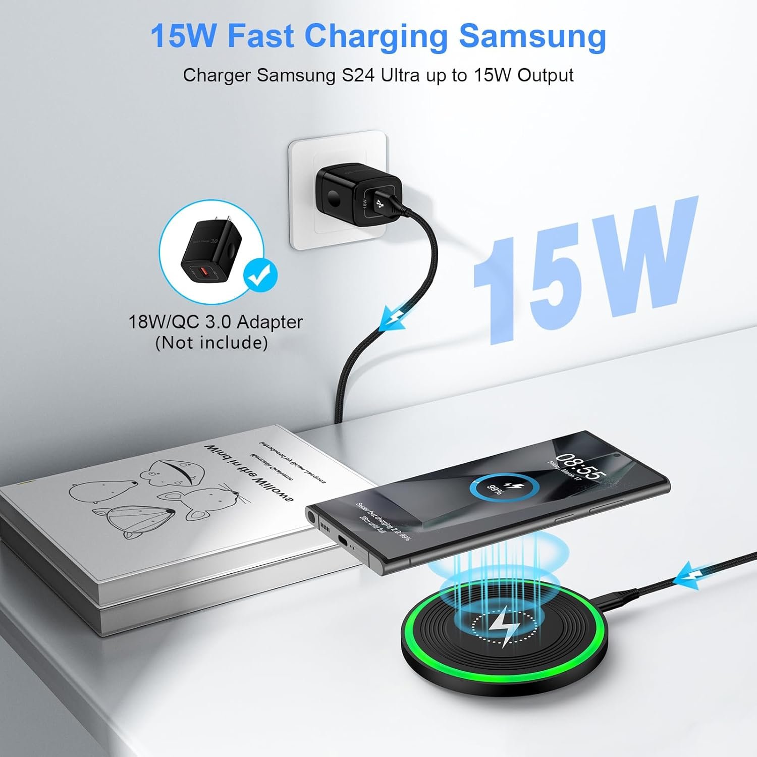for Pixel Wireless Charger, Fast Wireless Charging Pad for Google Pixel 10/10Pro/9a/9 Pro/9Pro XL/9Pro Fold/8/8Pro/7/7Pro/6/6 Pro/5, Wireless Charger Android for Samsung S25Ultra/Z Flip7/Fold7, iPhone