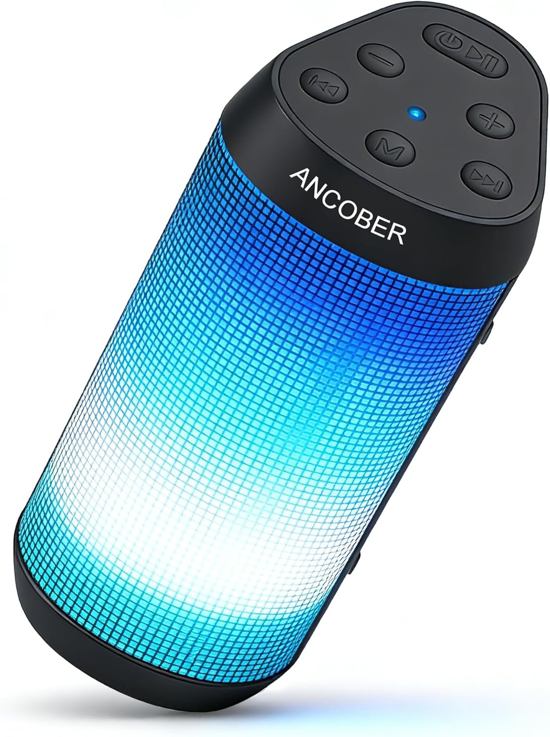 ANCOBER Portable Wireless Bluetooth Speaker with HD Powerful Stereo Sound, 8 Cool LED Light Modes, IPX4 Waterproof, 30H Playtime, TWS Pairing, BT5.3 with AUX-in, for Outdoor/Home/Party, Ideal Gift