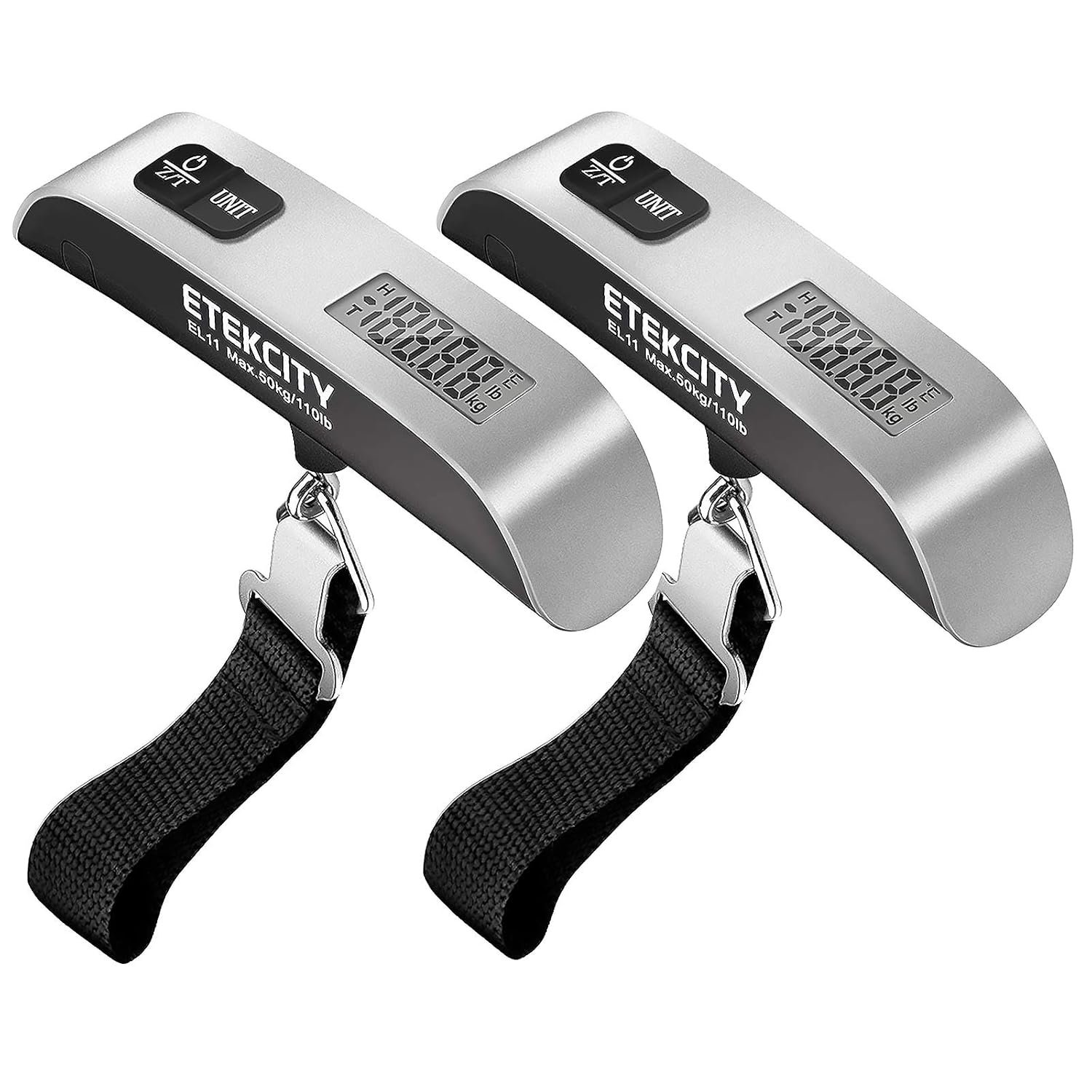 Etekcity Luggage Scale, Travel Essentials, Digital Weight Scales for Travel Accessories, Portable Handheld Scale with Temperature Sensor, Rubber Paint, 110 Pounds, Battery Included,2Pack