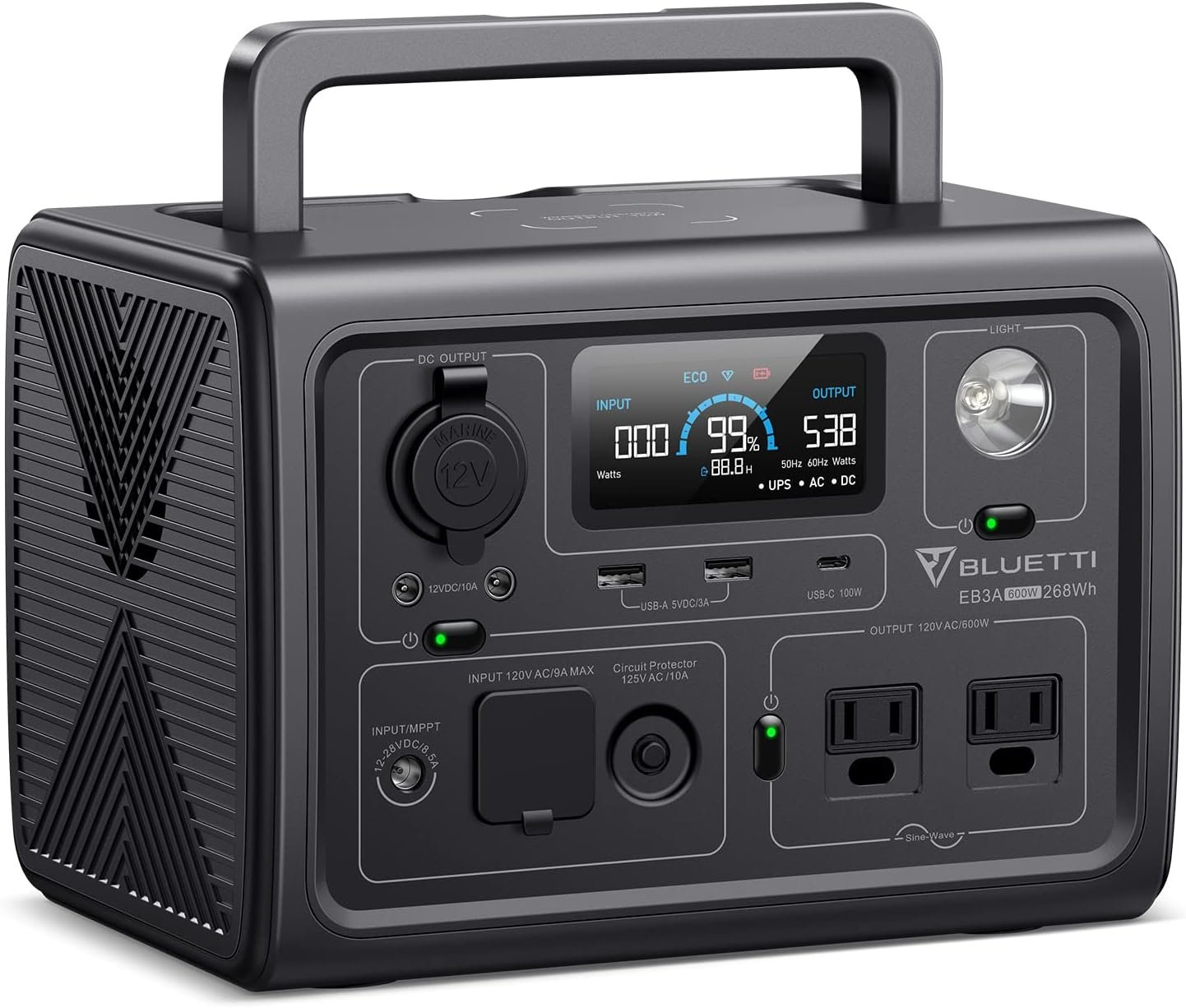 BLUETTI EB3A Portable Power Station, 268Wh Solar Generator LiFePO4 Battery Backup w/ 2 600W (1200W Surge) AC Outlets, Recharge from 0-80% in 30 Min., LFP Backup for Outdoor Camping, Trip, Power Outage