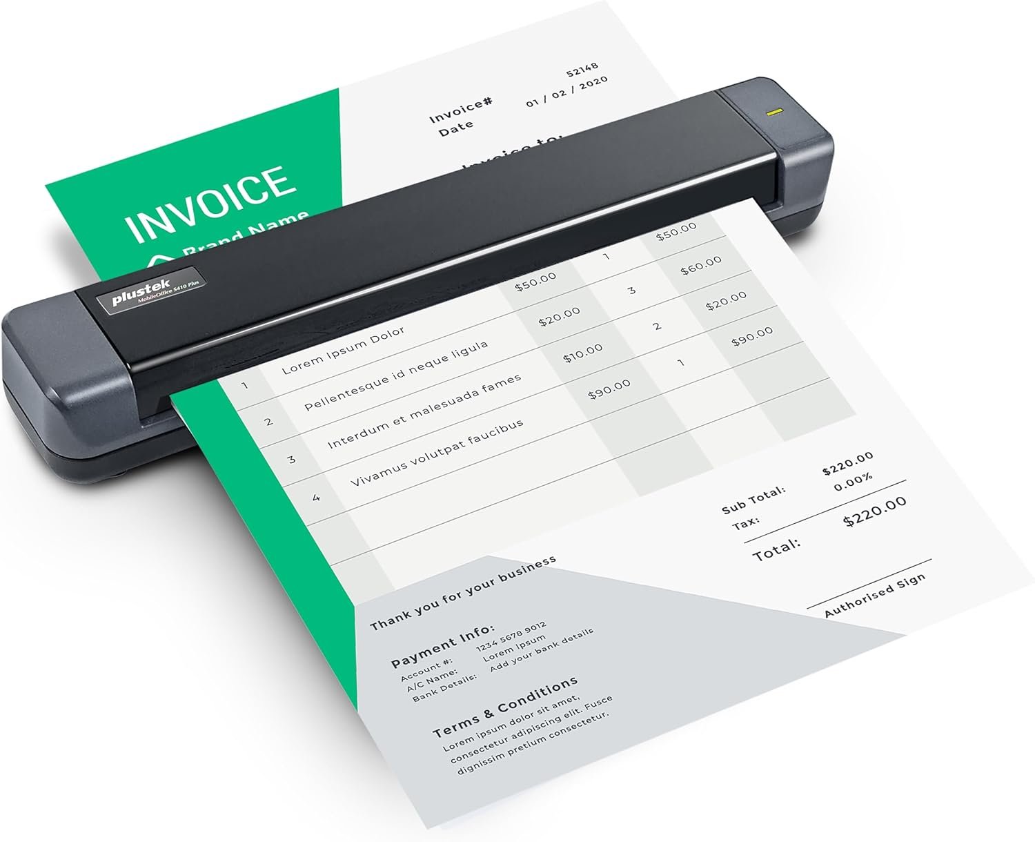 Plustek Mobile Scanner S410 Plus – Portable Sheet-Fed Document Scanner – for Windows 7 / 8 / 10 / 11, Featuring Button-Free Scanning with Included OCR Software