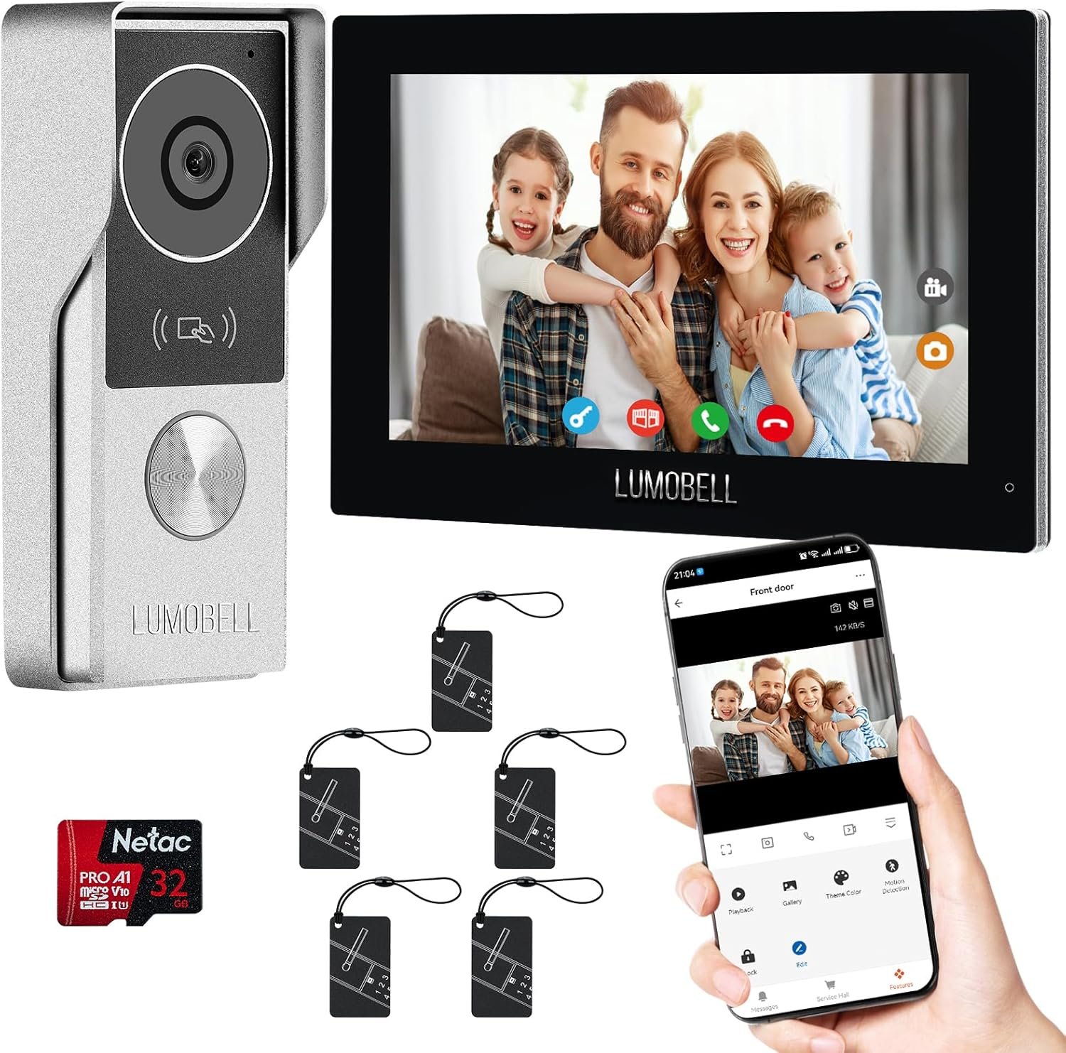 Wired Video Doorbell Camera with Indoor Monitor, Video Intercom System, 7″ Touchscreen Display, Night Vision, 130° Wide Angle, Two-Way Talk, Tuya App Remote Unlock, Waterproof, No Monthly Fees