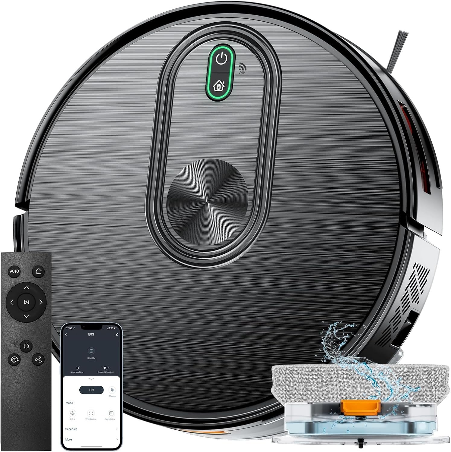 Robot Vacuum and Mop Combo, 6500Pa Strong Suction, 2 in 1 Robotic Vacuum with Gyro Inertial Navigation, 200 Min Runtime, App/Wi-Fi/Voice Control, Slim, for Pet Hair, Hard Floor, Carpet