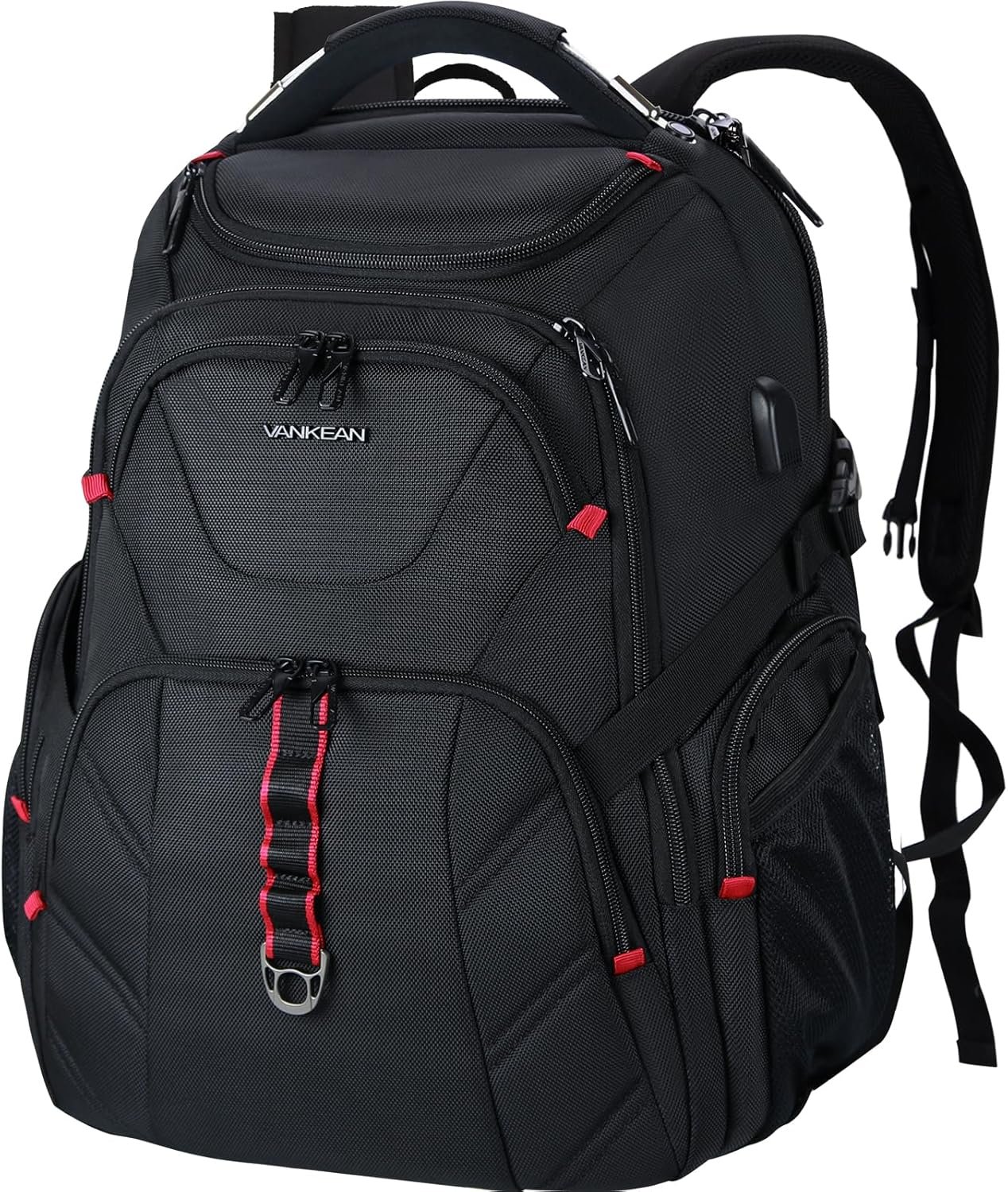 VANKEAN 17.3” Travel Laptop Backpack TSA Friendly, Water Resistant Anti Theft Extra Large College Backpacks with RFID Pockets, USB Port for Men Women Business Work Bag, Black