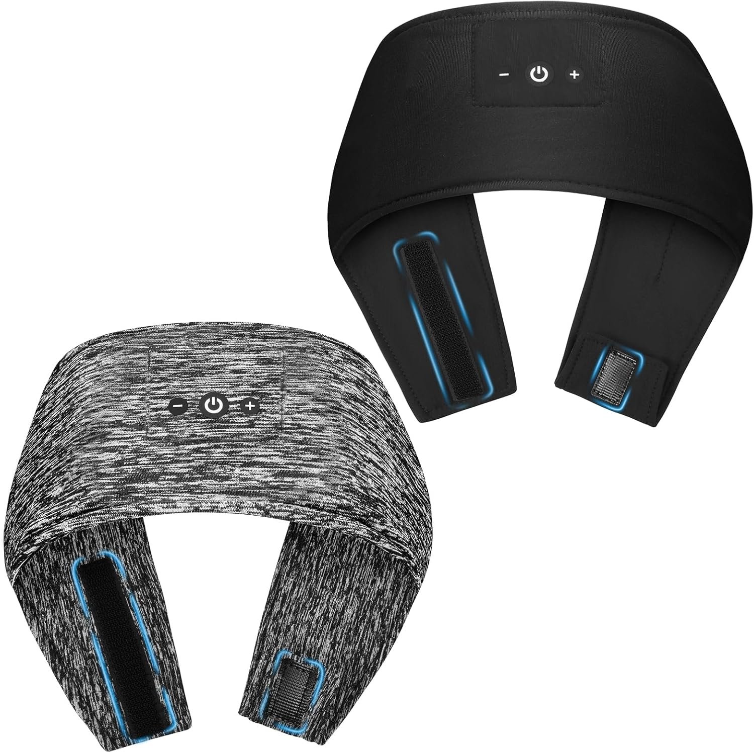 Adjustable Sleeping Headphones, 2-Pack Headband Headphones with Fastener, Bluetooth Headband with Thin Speakers Mic for Men Women, Yoga, Running, Workout, Travel – Black&Gray