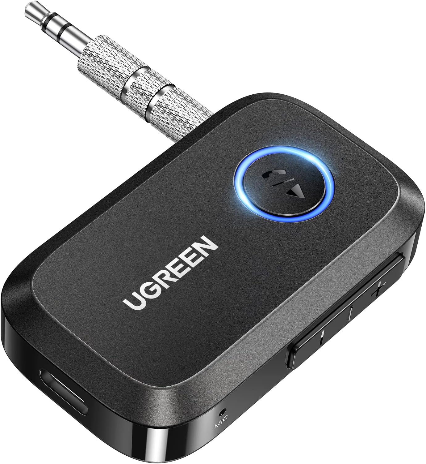 UGREEN Bluetooth 5.4 Car Adapter, Hands-Free Call & Noise Cancelling AUX to Bluetooth Adapter for Car, 3.5mm Audio Blue-Tooth Receiver for Cars Stereo Home Speaker – 15H Battery Life
