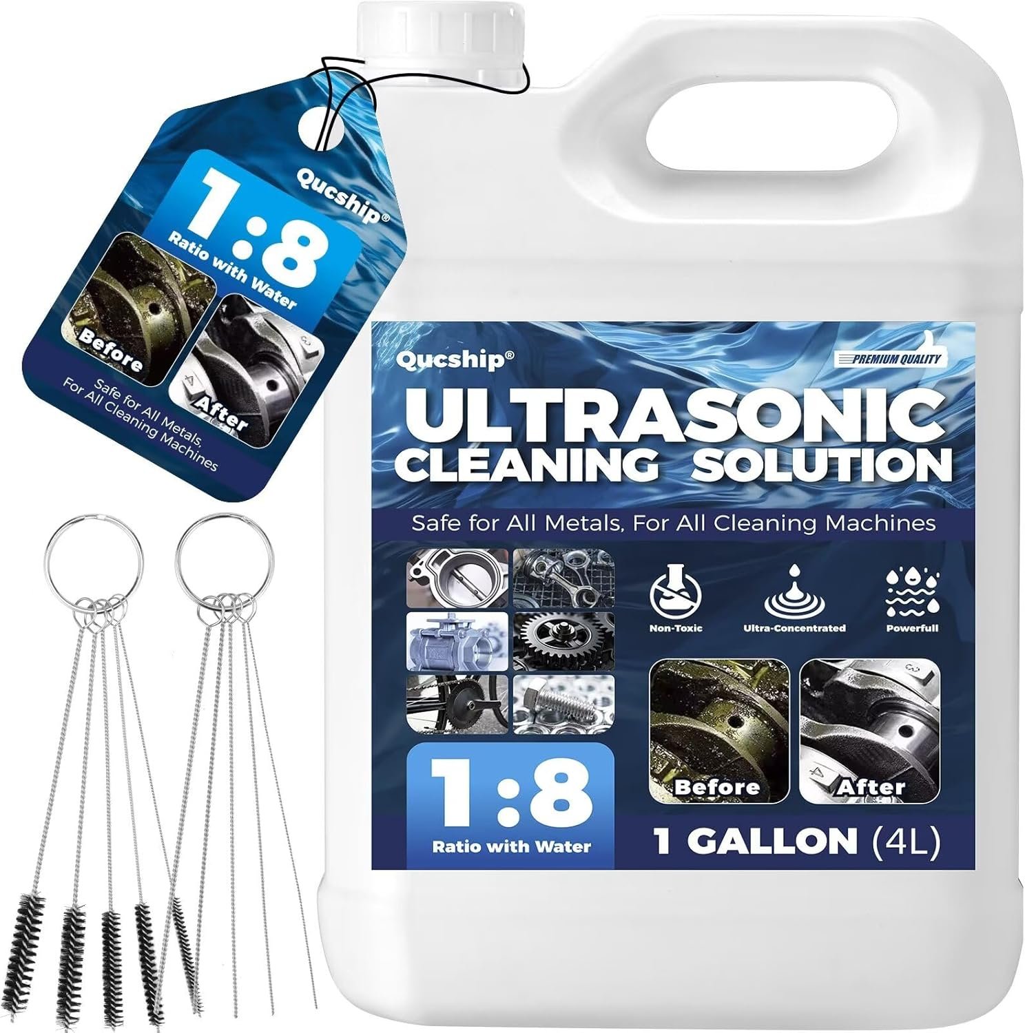 Makes 9 Gallons Concentrated Ultrasonic Cleaner Solution – Safe for All Metals Ultrasonic Carburetor Cleaner, Ultrasonic Cleaning Solution for Engine Parts, Removes Dirt & Grease (1Gallon)