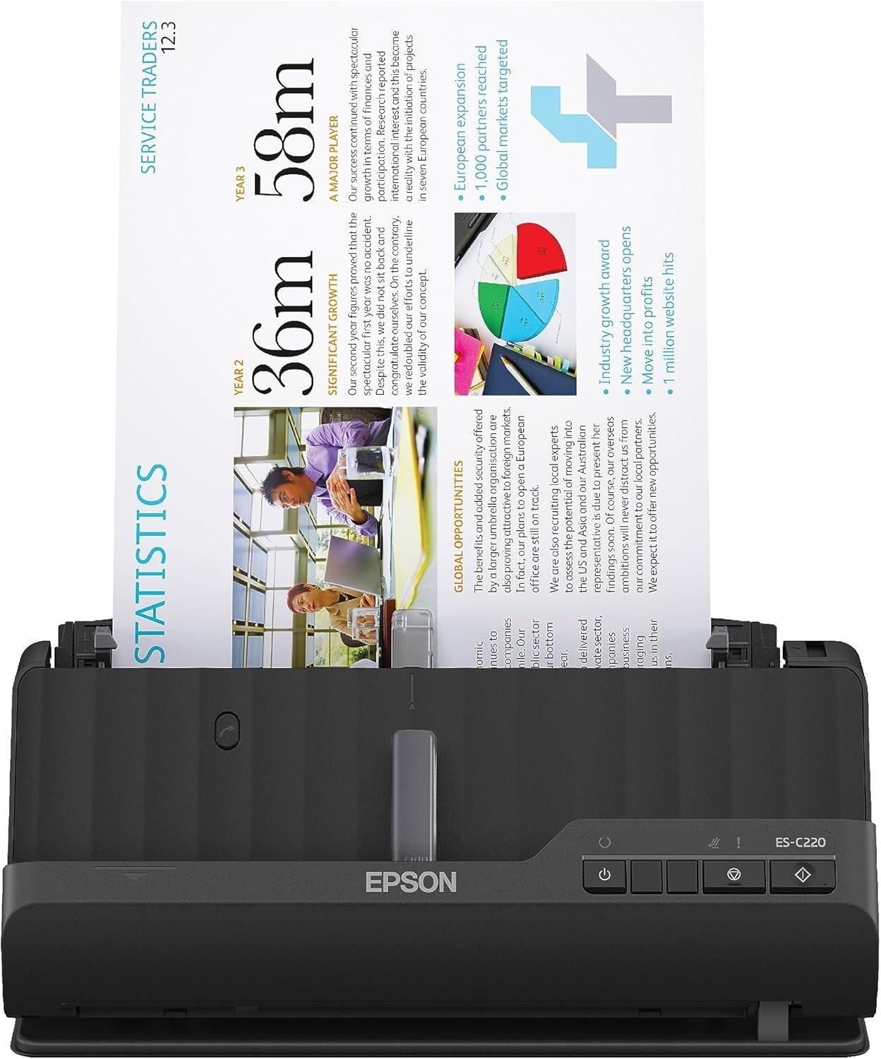 Epson Workforce ES-C220 Compact Desktop Document Scanner with 2-Sided Scanning and Auto Feeder (ADF) for PC as Well as Mac