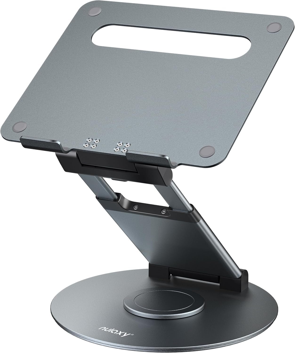 Nulaxy Telescopic 360 Rotating Laptop Stand for Desk Adjustable Height Swivel Pull Out Design Ergonomic Laptop Riser Standing Desk Converter Fits All 10-17″ Laptops Computer MacBook, Gray