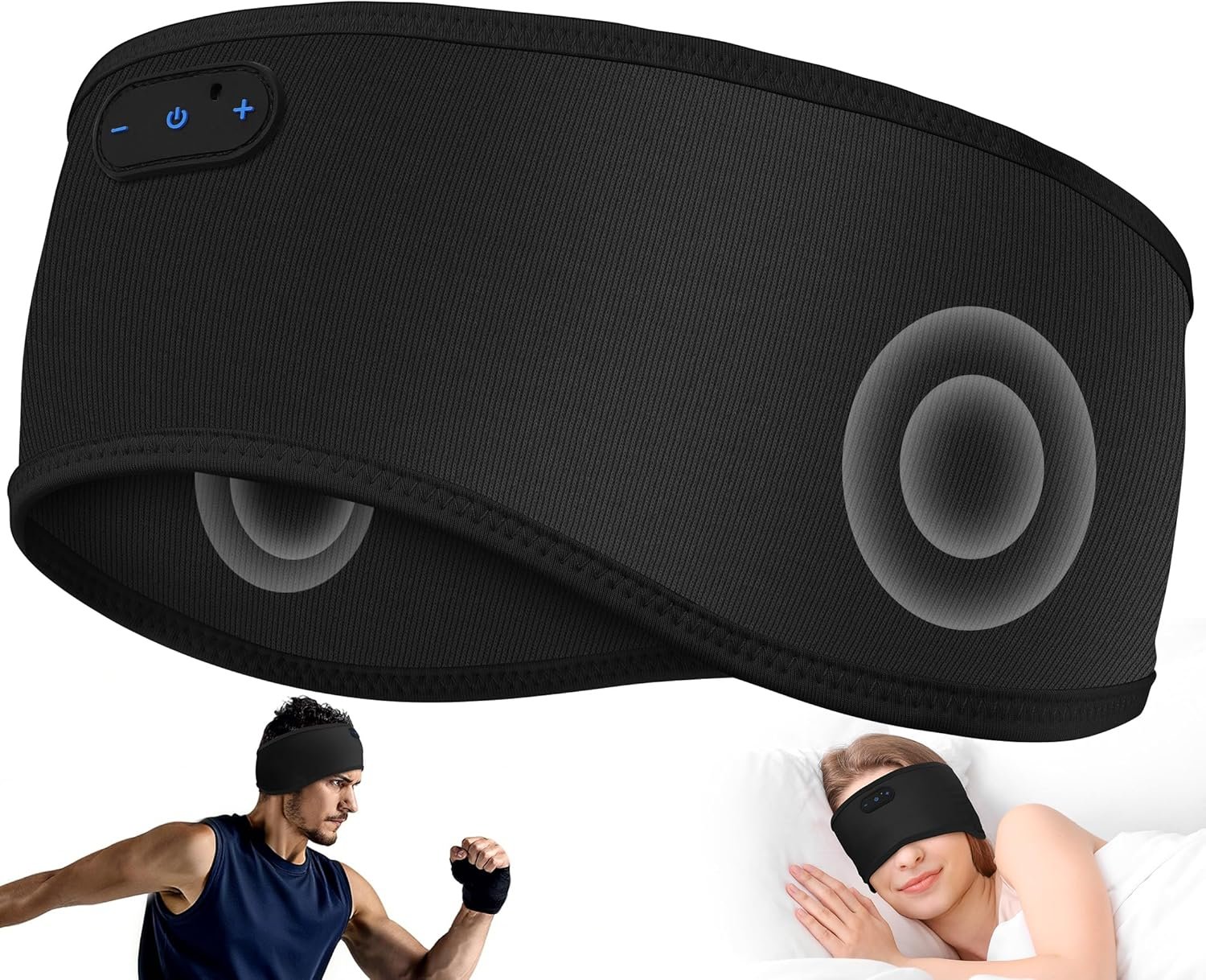 MUSICOZY Sleep Headphones Bamboo Cotton Headband, Wireless Bluetooth 5.4 Headphones for Sleeping Side Sleepers, Sleeping Headband for Men & Women, Ideal Gift for Travel, Workout, Yoga(Noble Black)