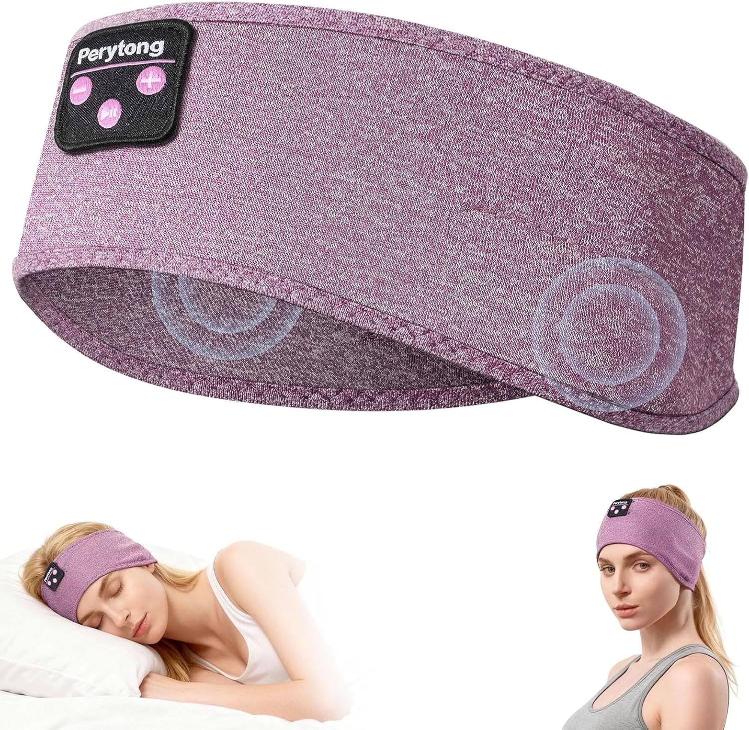Perytong Sleep Headphones Bluetooth 5.4, Sleep Headphones for Side Sleepers with Ultra-Thin HD Stereo Speakers, Wireless & Sweat Resistant Sport Earphones for Workout Yoga Travel