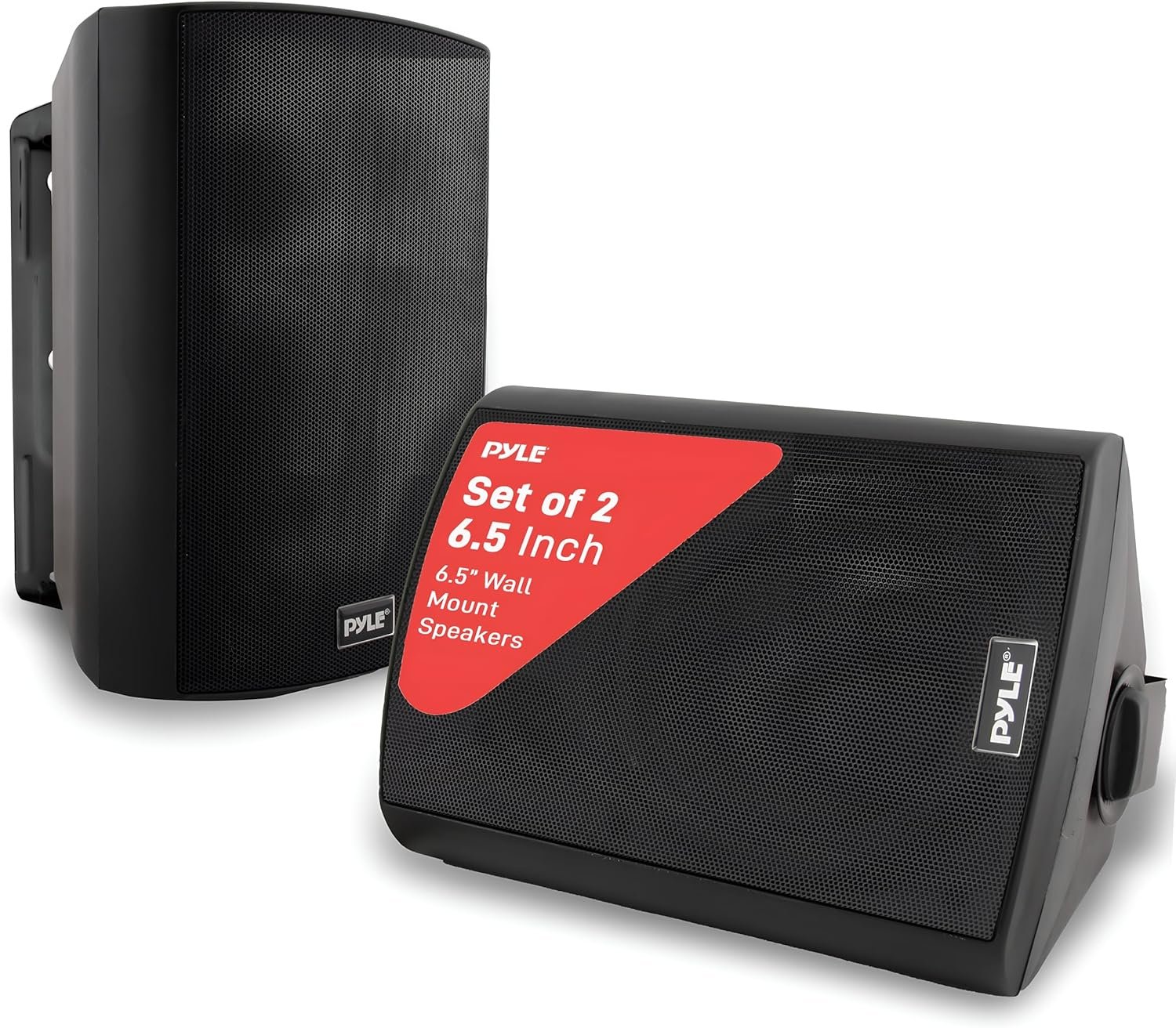 Pyle 6.5-Inch Wall Mount Waterproof Bluetooth Speaker System – Indoor/Outdoor Audio Pair with Built-in Digital Amplifier, Weather-Resistant Housing, High-Power Sound, Easy Installation (Black)