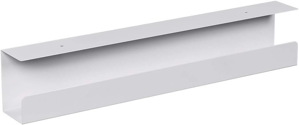 Monoprice Under Desk Cable Tray – Steel with Power Supply and Wire Management – Workstream Collection White
