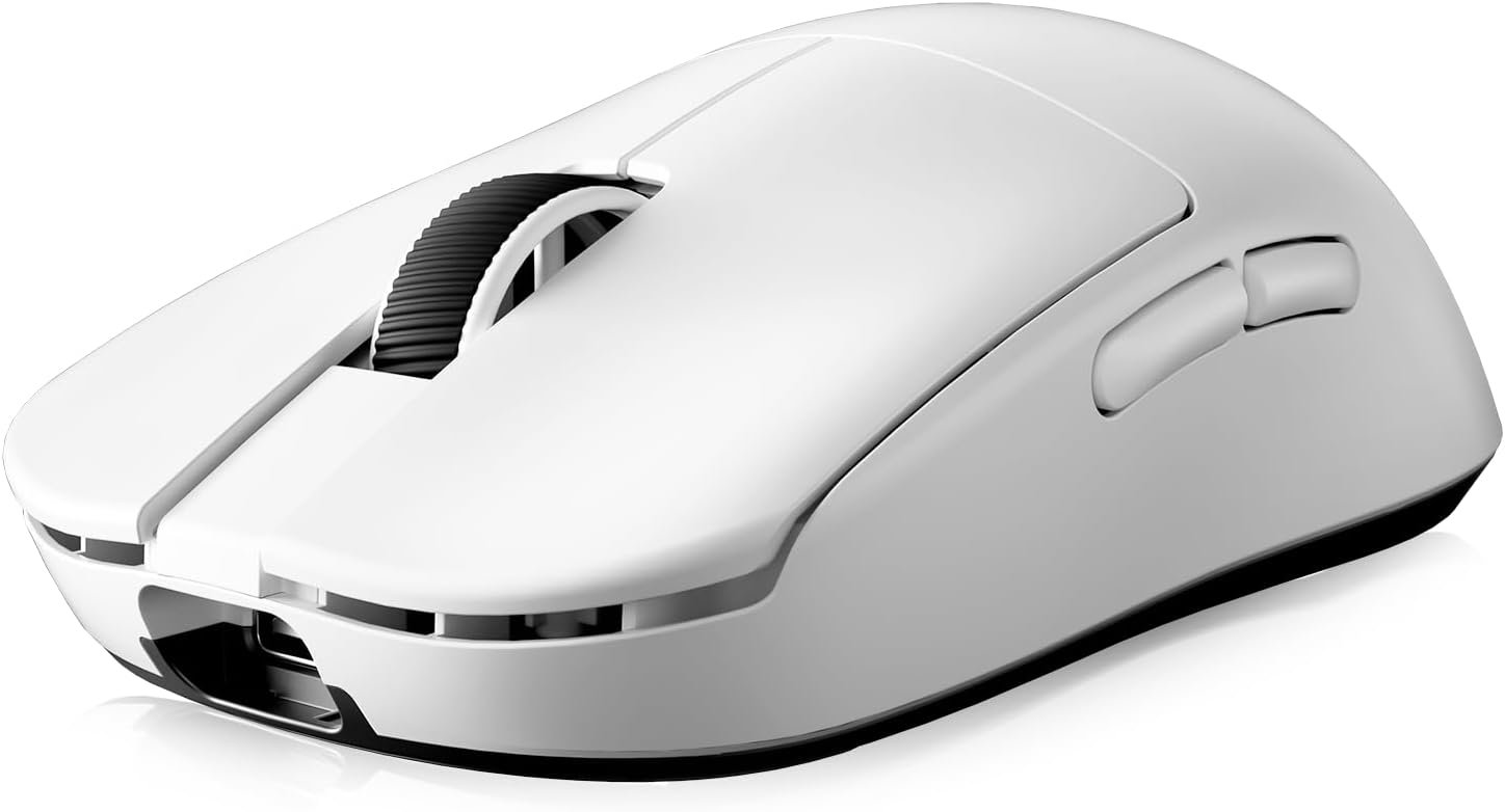 MCHOSE L7 Ultra+ Wireless Gaming Mouse, Lightweight 48g, Ergonomic Mouse with 42K DPI, PAW3950, Optical Switch, 20000 FPS, Dual 8K Polling, 7 Programmable Buttons, 3-Mode Connect, PC/Mac – White