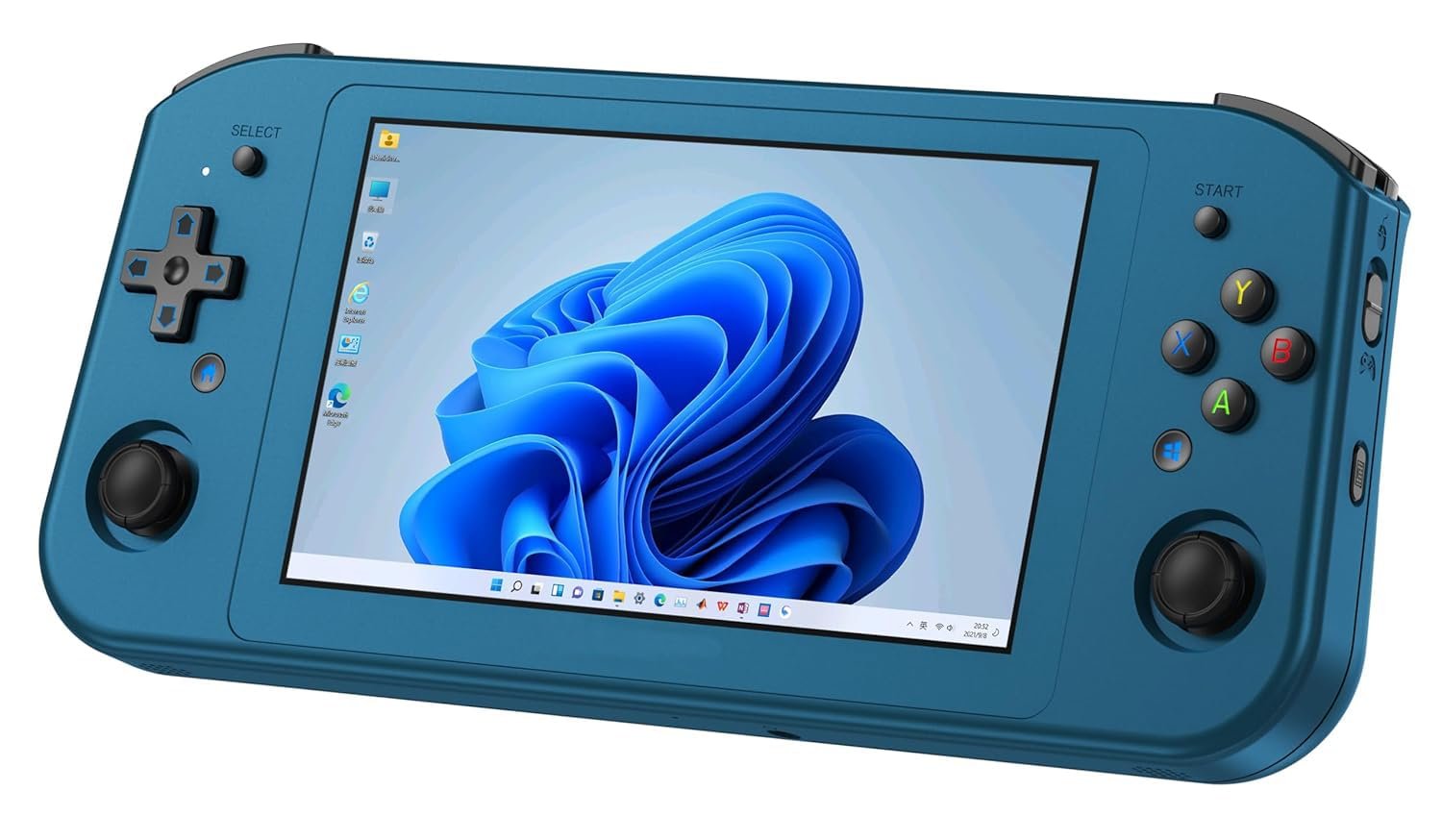 WIN600 Handheld PC Game Console 5.94 Inch IPS Touch Screen Preset Windows10 Home Edition System 256GB M.2 SSD (Blue)