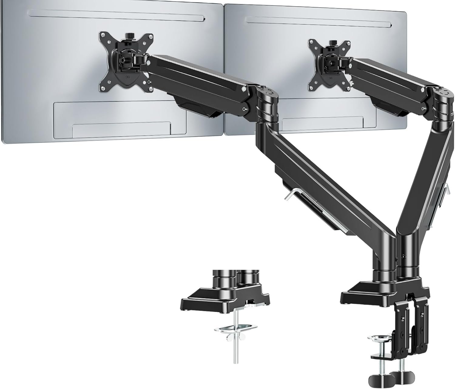 MOUNT PRO Dual Monitor Stand for Two Screens up to 43 Inch, Heavy Duty Ultrawide Double Monitor Arm Holds up to 33lbs Each, Premium Adjustable Computer Monitor Mount for 2 Monitors, VESA Desk Mount