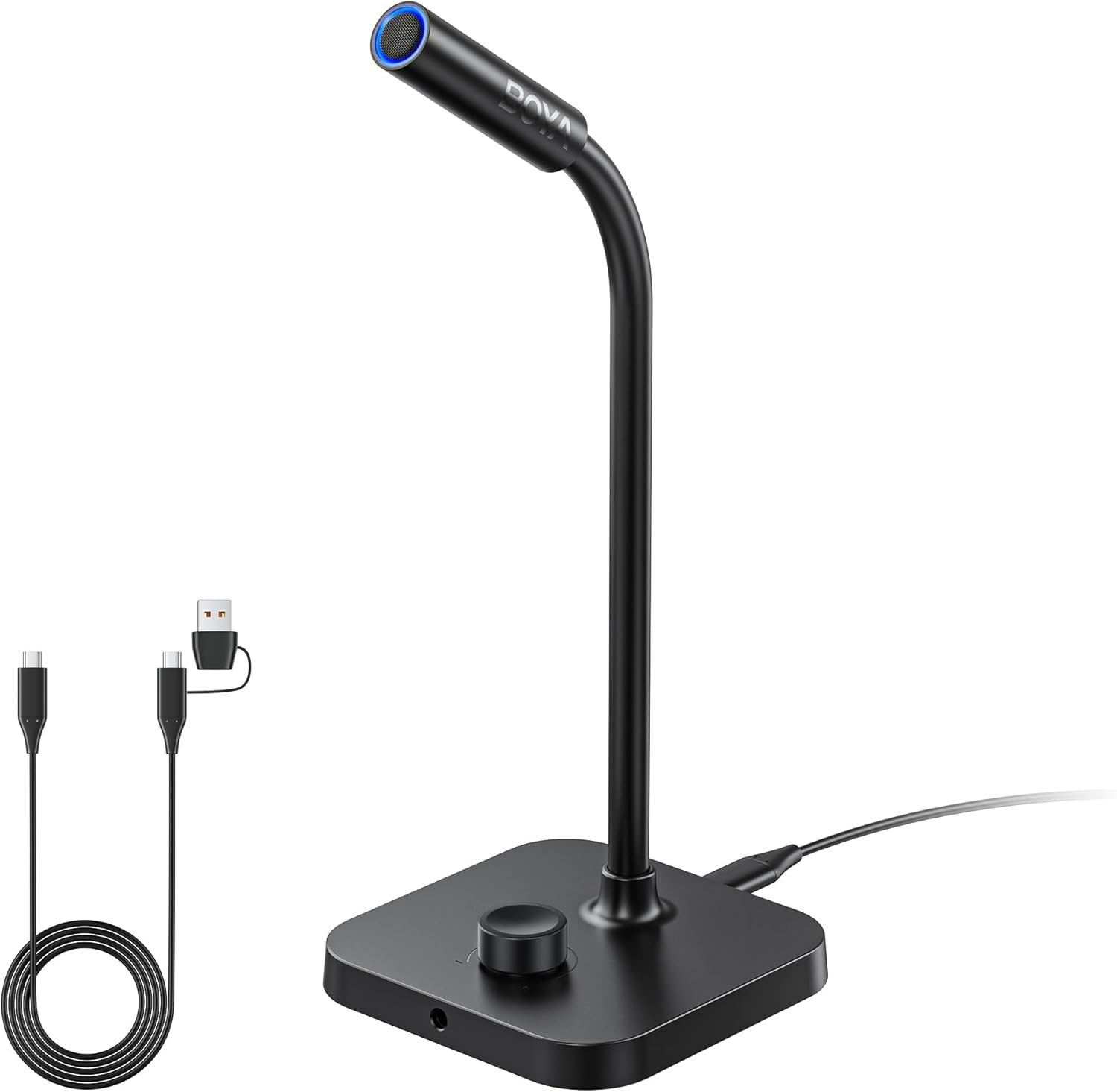BOYA CM40 Computer USB Microphone for PC, Laptop, Mac & Phones with 192kHz/24-Bit, ENC Noise Cancellation, 0–30 dB Gain, One-Touch Mute, Headphone Monitoring, Gooseneck Microphone for Gaming Podcast