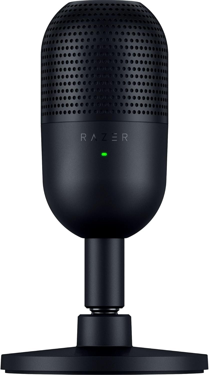 Razer Seiren V3 Mini USB Microphone: Condenser Mic – Supercardioid Pickup Pattern – Tap-to-Mute Sensor with LED Indicator – Shock Absorber – Ultra Compact – PC, Discord, OBS Studio, XSplit – Black