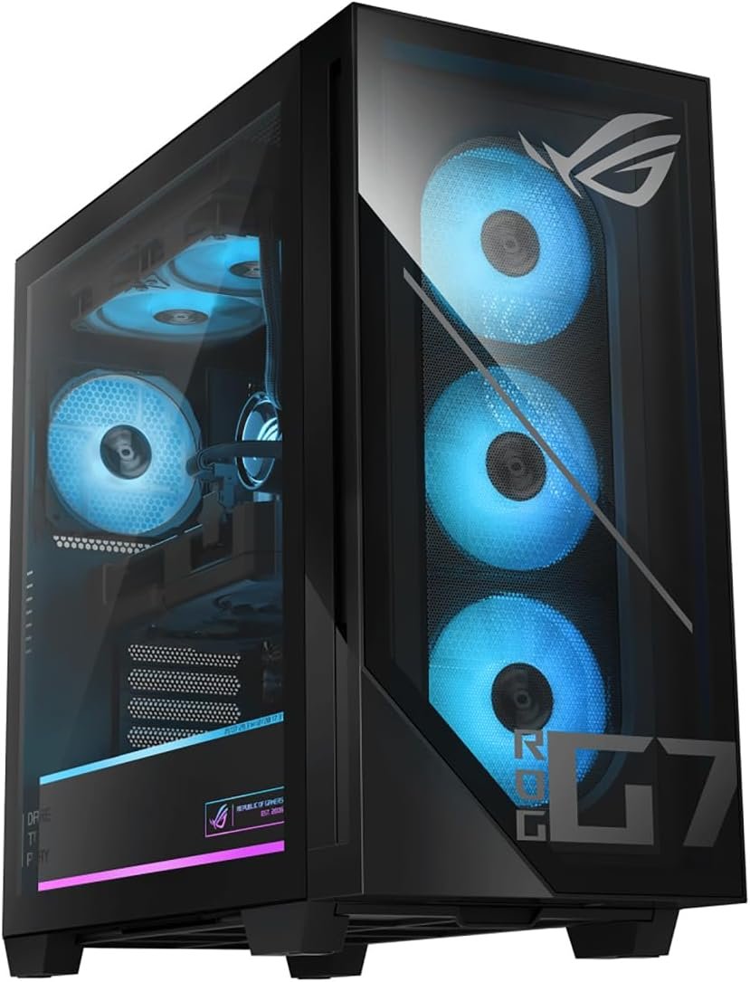 ASUS ROG G700 Liquid Cooled Gaming Desktop Computer, AMD Ryzen 7 9800X3D 4.7GHz, 32GB RAM, 2TB SSD, NVIDIA GeForce RTX 5080 Prime 16GB, Windows 11 Home, Black