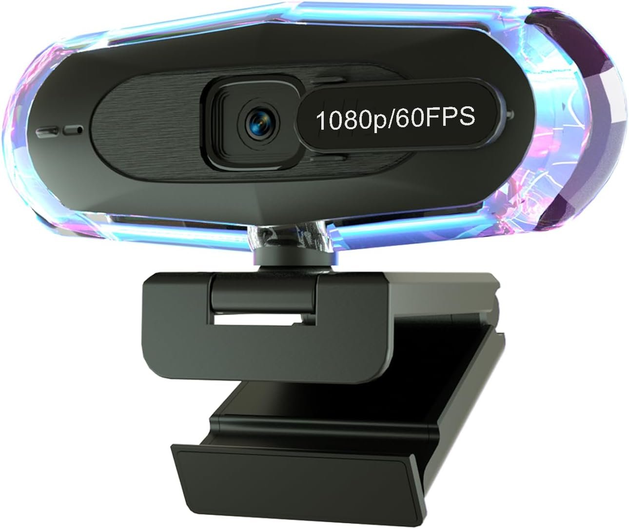 1080P 60FPS Streaming Webcam with Autofocus, Microphone, RGB Light and Tripod, USB Camera for PC/Mac, Plug and Play for Zoom, Skype, YouTube, Online Meetings