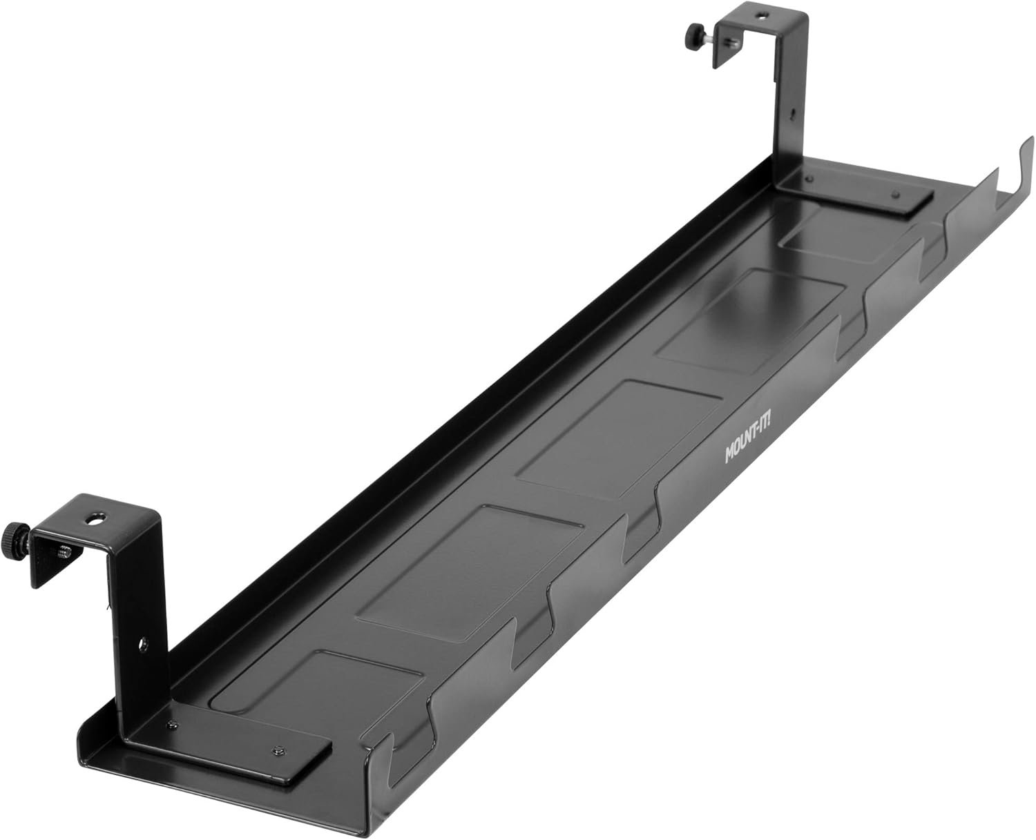 Mount-It! Premium Under Desk Cable Management Tray – 23″ Heavy-Duty Steel Cable Tray & Cord Basket for Standing Desk & Home Office, Secure Crossbar or Screw Mount Wire Organizer (Black)