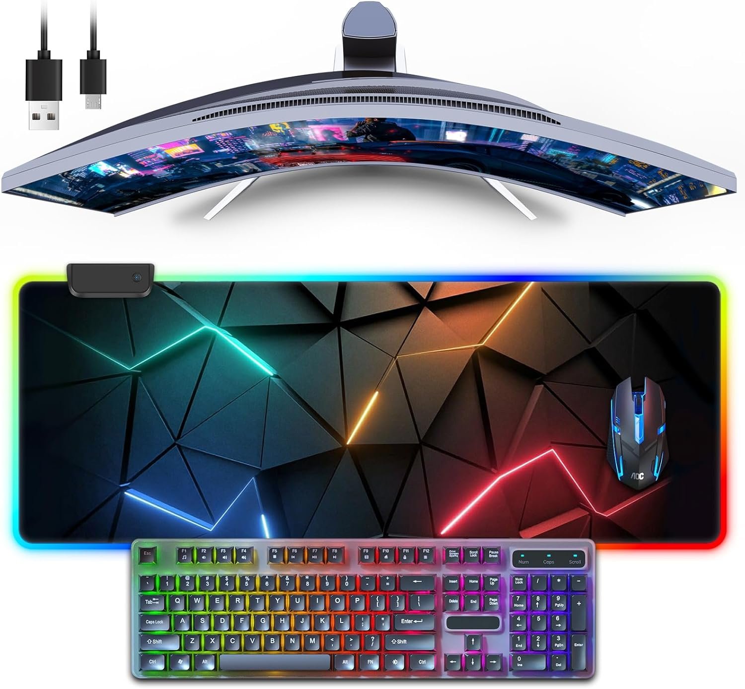 RGB Mouse Pad Desk Pad, Large Gaming Mousepad with LED Light 13 Light Modes Touch Control Extended Soft Computer Keyboard Mat Pad, Desk Mat with Non-Slip Rubber Base for MacBook & Laptop(31.5X11.8)