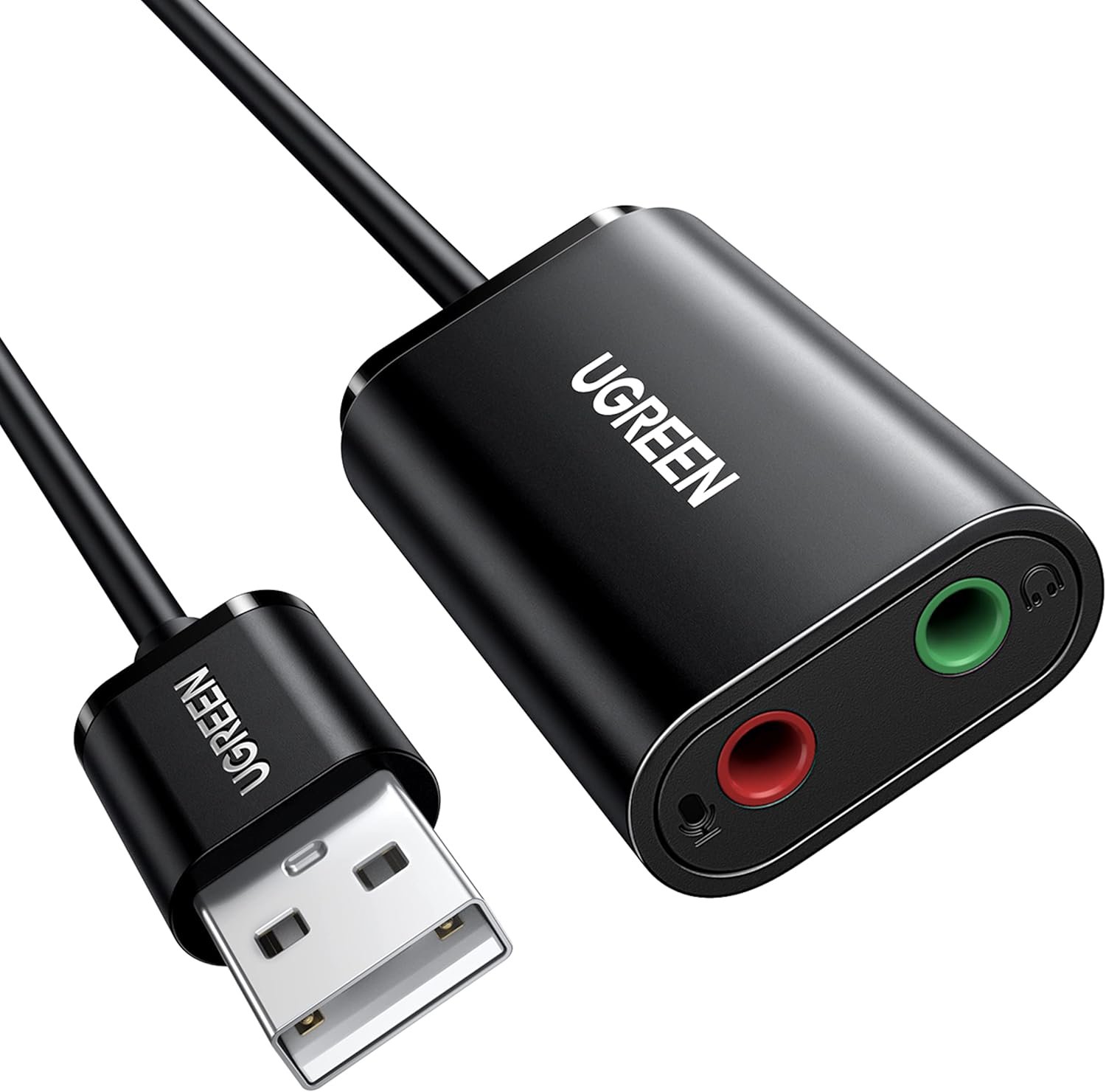 UGREEN USB to Audio Jack Sound Card Adapter with Dual TRS 3-Pole 3.5mm Headphone and Microphone USB to Aux 3.5mm External Audio Converter for Windows Mac Linux PC Laptops Desktops PS5 Switch 2