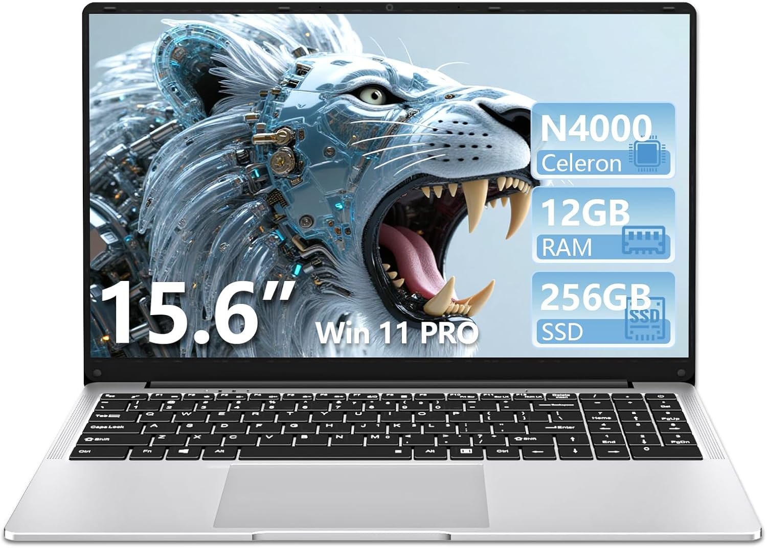 DUNHOO Laptop, 15.6’’ Laptop Computer with Celeron Processor N4000, 2Cores 2Threads, 8GB RAM DDR4 256GB SSD Laptops, UHD Graphics 600, Lap Top 180°Hinge, FHD 1920 * 1080, WiFi 5, BT 4.2, 12V/2A