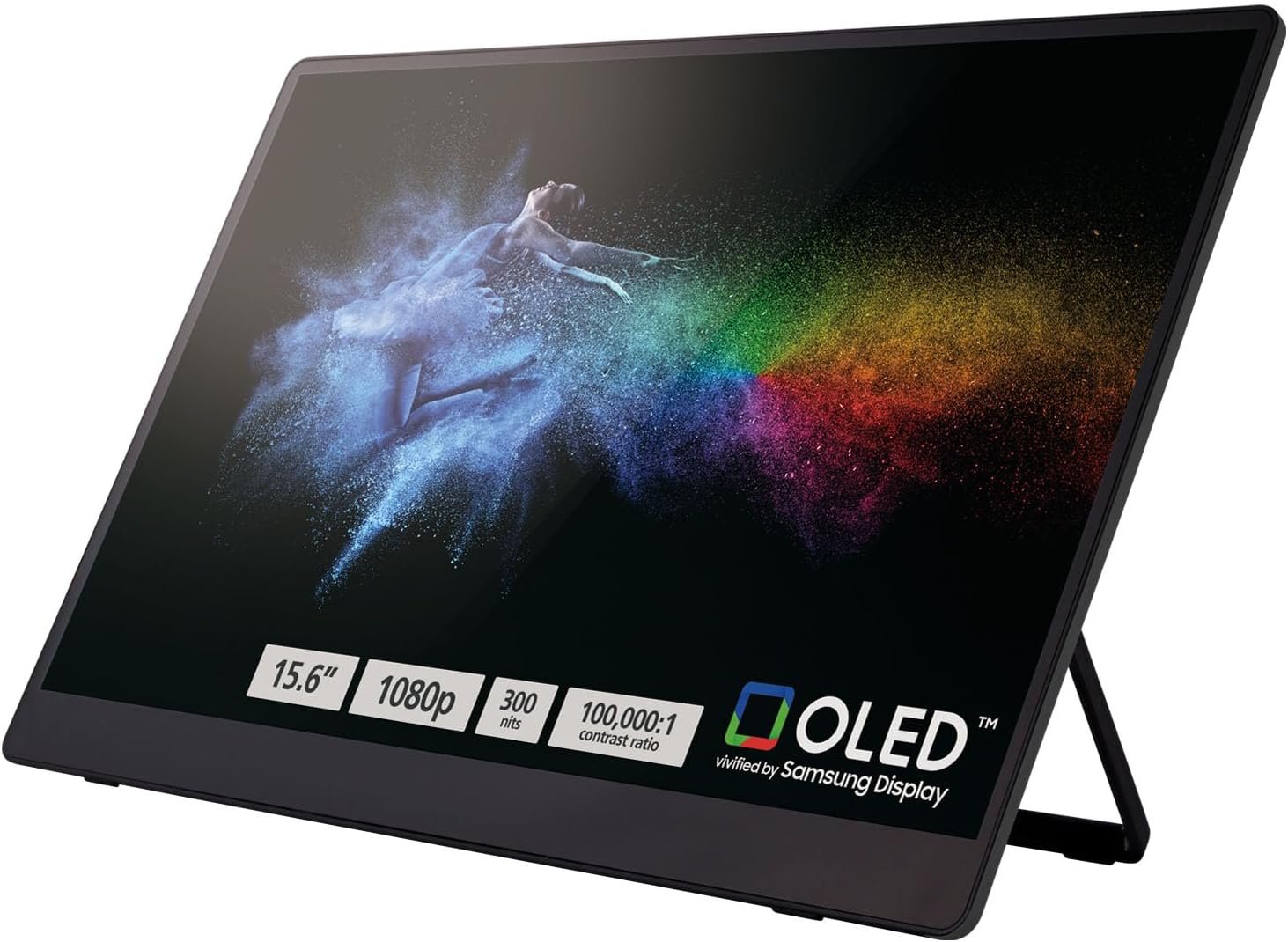 RICOH 150 Portable 15.6″ Vivid OLED 350nit Lightweight Display Monitor and Touchscreen w/Dual Speakers – for Laptop, Desktop, Mac, PC