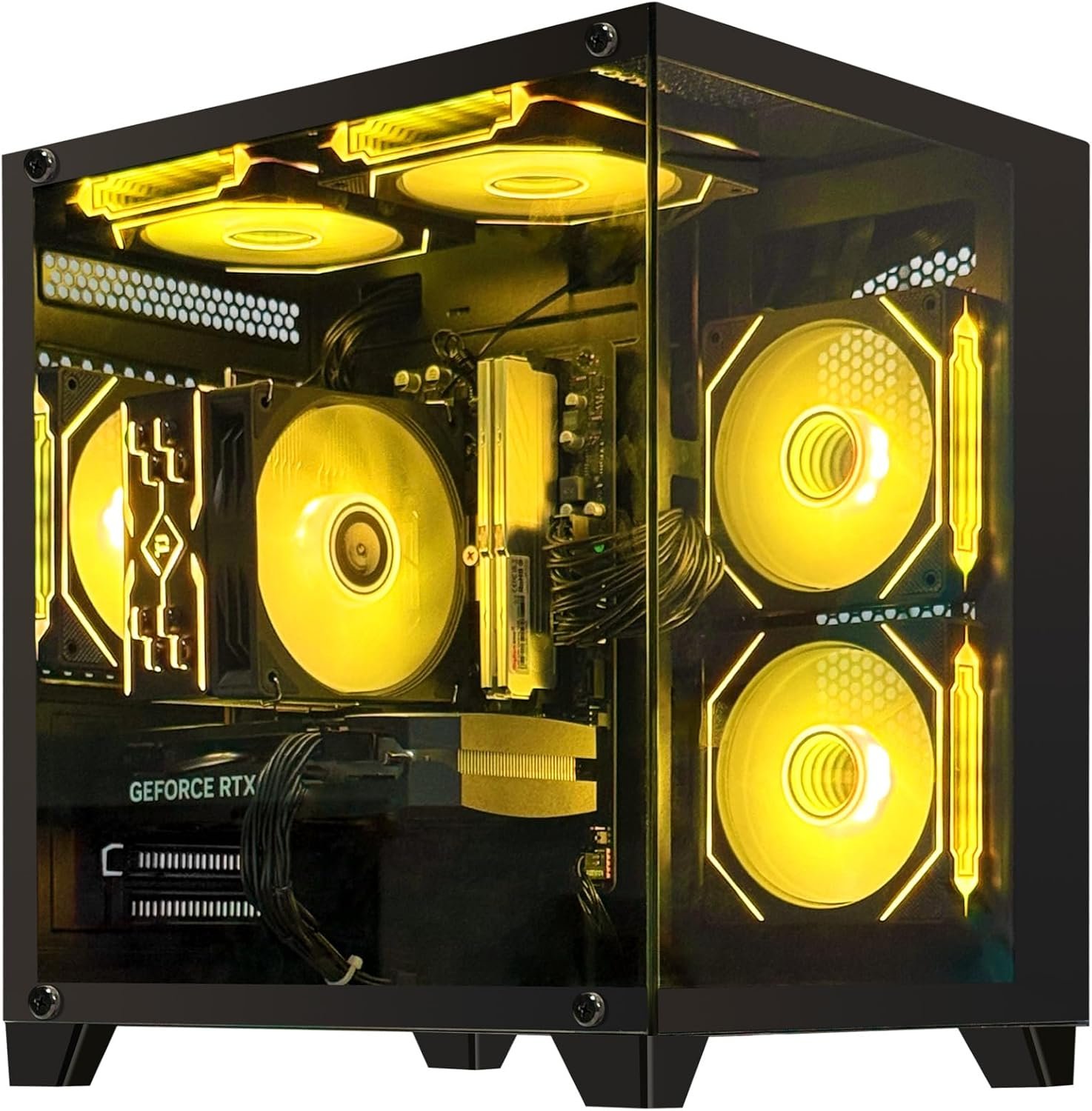 AEXPXO Gaming PC Desktop,Prebuilt Gaming Computer with,AMD Ryzen 7 5700X 3.4GHz,RTX5060 8GB GDDR7 DLSS4,32GB DDR4 RAM 3200MHz,1TB NVME SSD,ARGB Cooling Fan,Supply WiFi Support
