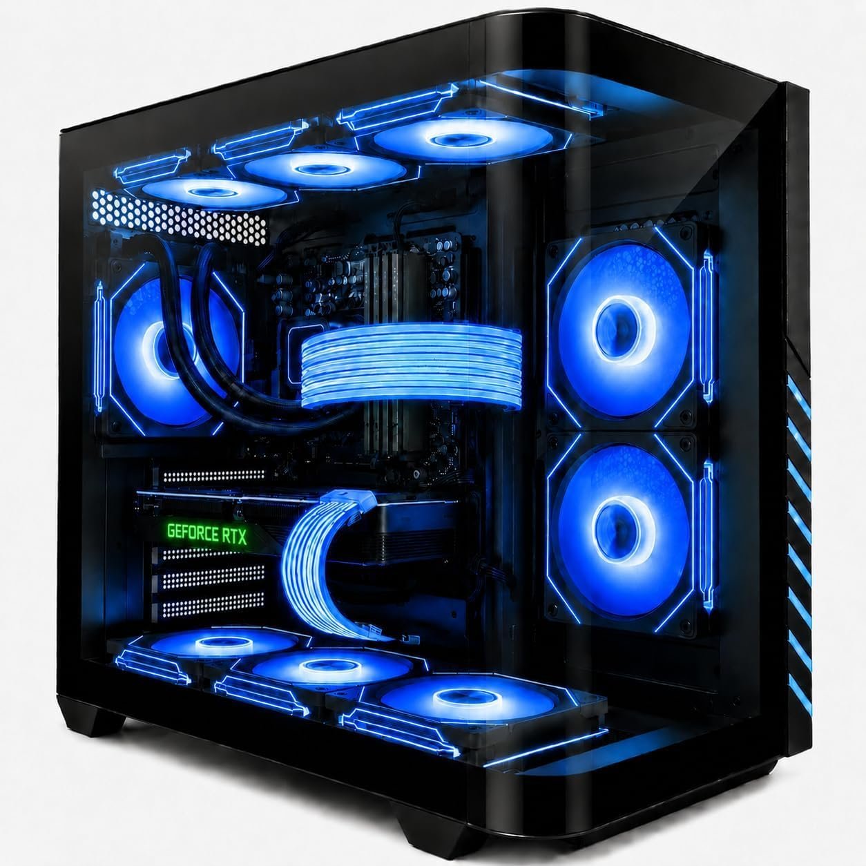 Gaming Desktop PC Computer Liquid Cooled – 12-Core Processor, GeForce RTX 4060 GDDR6, 64GB RAM, 512GB SSD + 1TB HDD, WiFi 6 & BT 5.4, 7× ARGB Fans, 650W PSU, Windows 11 Pro, RGB Keyboard & Mouse