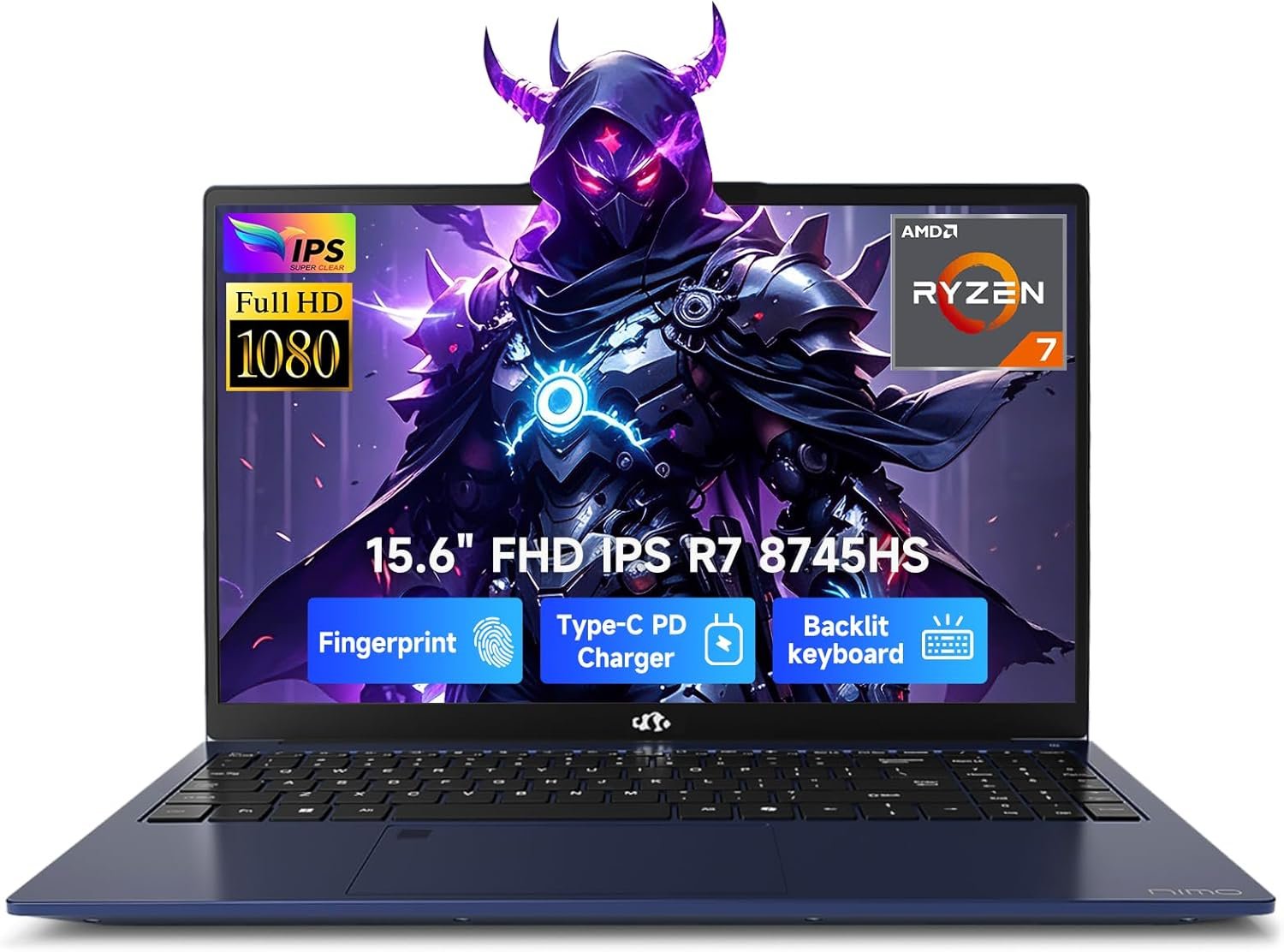 NIMO 15.6″ IPS FHD Gaming Laptop, AMD Ryzen 7 8745HS 32GB DDR5 RAM 1TB SSD (8C/16T, up to 4.9GHz) Radeon 780M Graphics Business Computer with 100W Type-C Backlit Keyboard, Fingerprint USB4