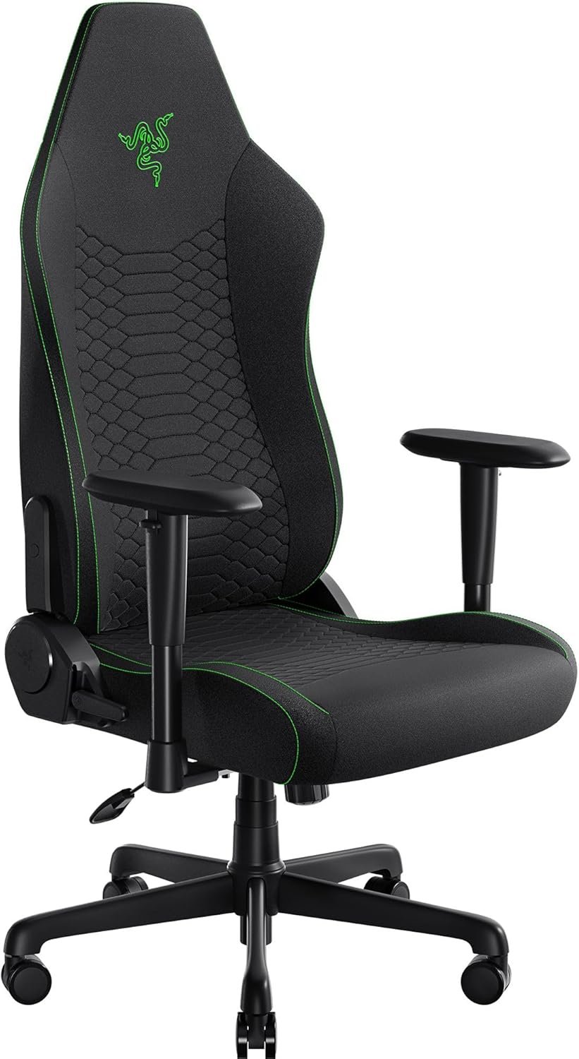 Razer Iskur V2 X Ergonomic Gaming Chair: Built-in Lumbar Support – Widened Seat Base – High Density Foam Cushions – Adjustable 152 Degree Recline – 2D Armrests – Plush Fabric Finish – Black