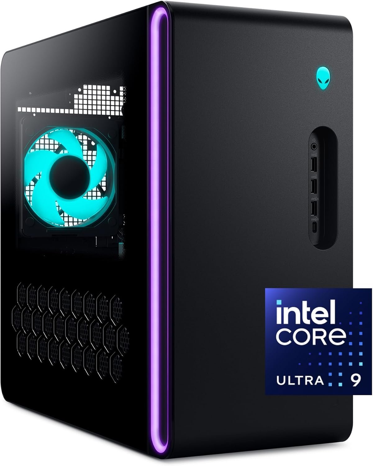Alienware Aurora Gaming Desktop ACT1250 – Intel Core Ultra 9 285 Processor, Liquid Cooled, NVIDIA GeForce RTX 5080, 32GB DDR5 RAM, 1TB SSD, 1000W Platinum Rated PSU, Windows 11 Home – Clear Panel