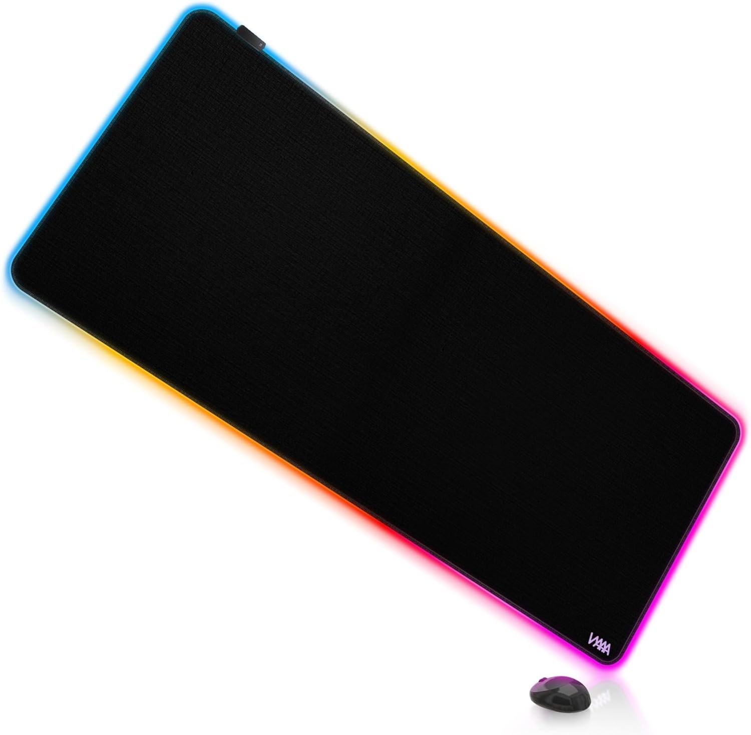 Vyaaa 47″ x 20″ RGB Gaming Mouse Pad, XXL LED Desk Mat with 9 Light-Up Modes, Smooth Surface & Non-Slip Rubber Base for Gaming/Office/Home (Black)