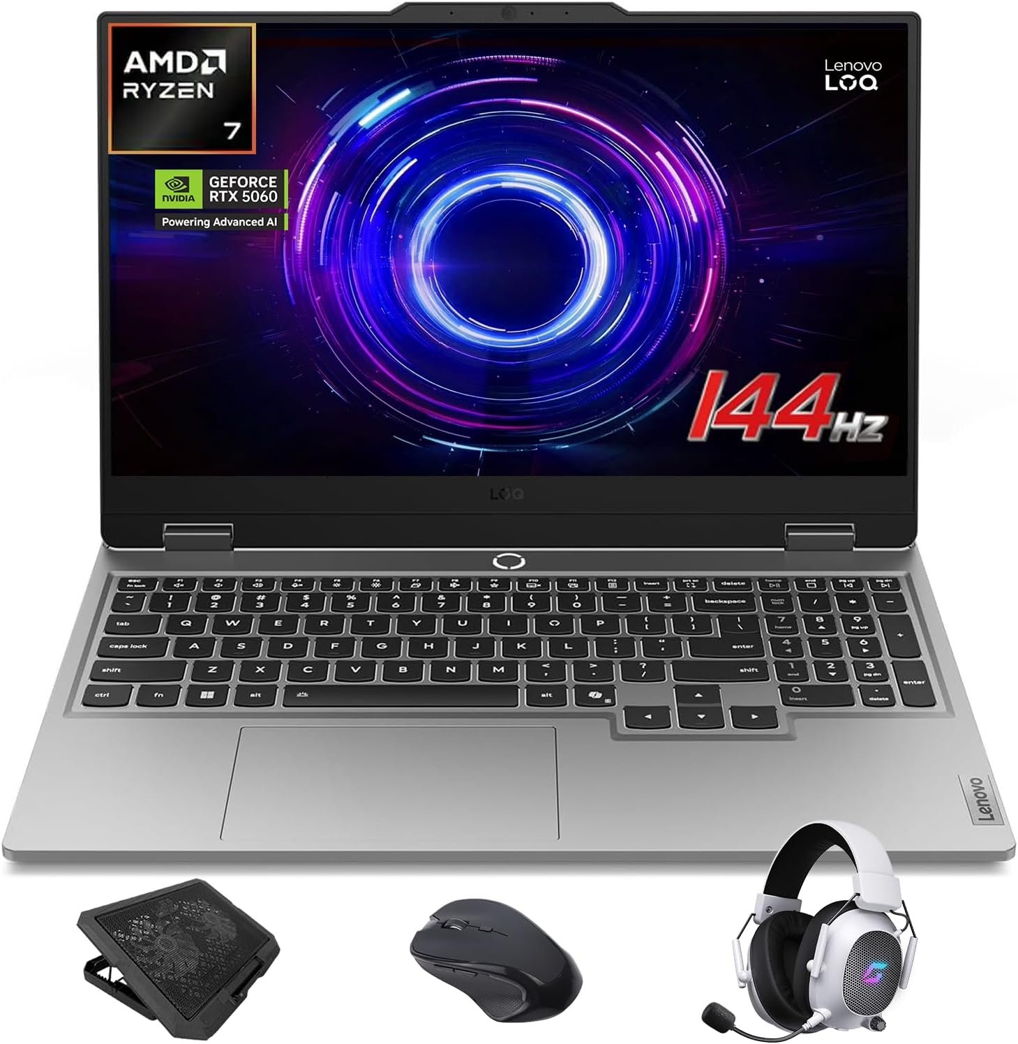 Lenovo LOQ RTX 5060 Gaming Laptop, 15.6″ FHD 144Hz NVIDIA G-Sync Display, AMD Ryzen 7 250, NVIDIA GeForce RTX 5060, 32GB DDR5 RAM, 2TB SSD, 5MP Privacy Camera, Ethernet (RJ45), Backlit KB, Win 11 Pro