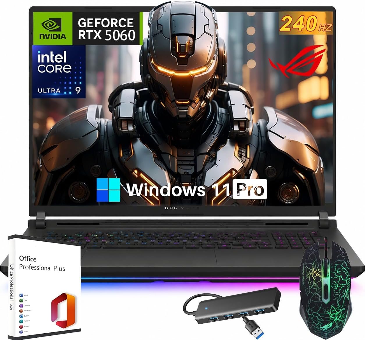 ASUS ROG Strix G18 18″ Gaming Laptop, Intel Ultra 9 Processor 275HX, 2.5K 240Hz/3ms, GeForce RTX 5060 8GB DDR7, 32 GB DDR5 RAM 1 TB SSD, Wi-Fi 7, Fast Charging, Windows 11 Pro, Office Lifetime License