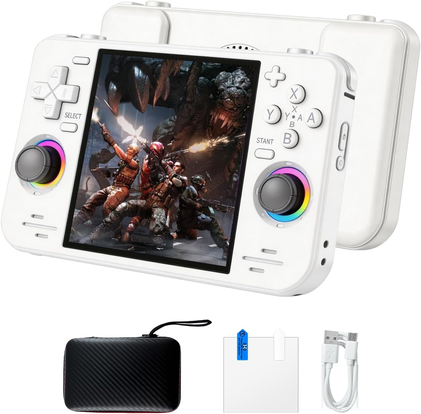 RF40H Retro Handheld Game Console, 4.0 Inch 720×720 IPS Screen, Built-in 18,000+ Classic Game, Portable Hand Held Open Source Linux System, 4000mAh Battery Retro Gaming Console (White)