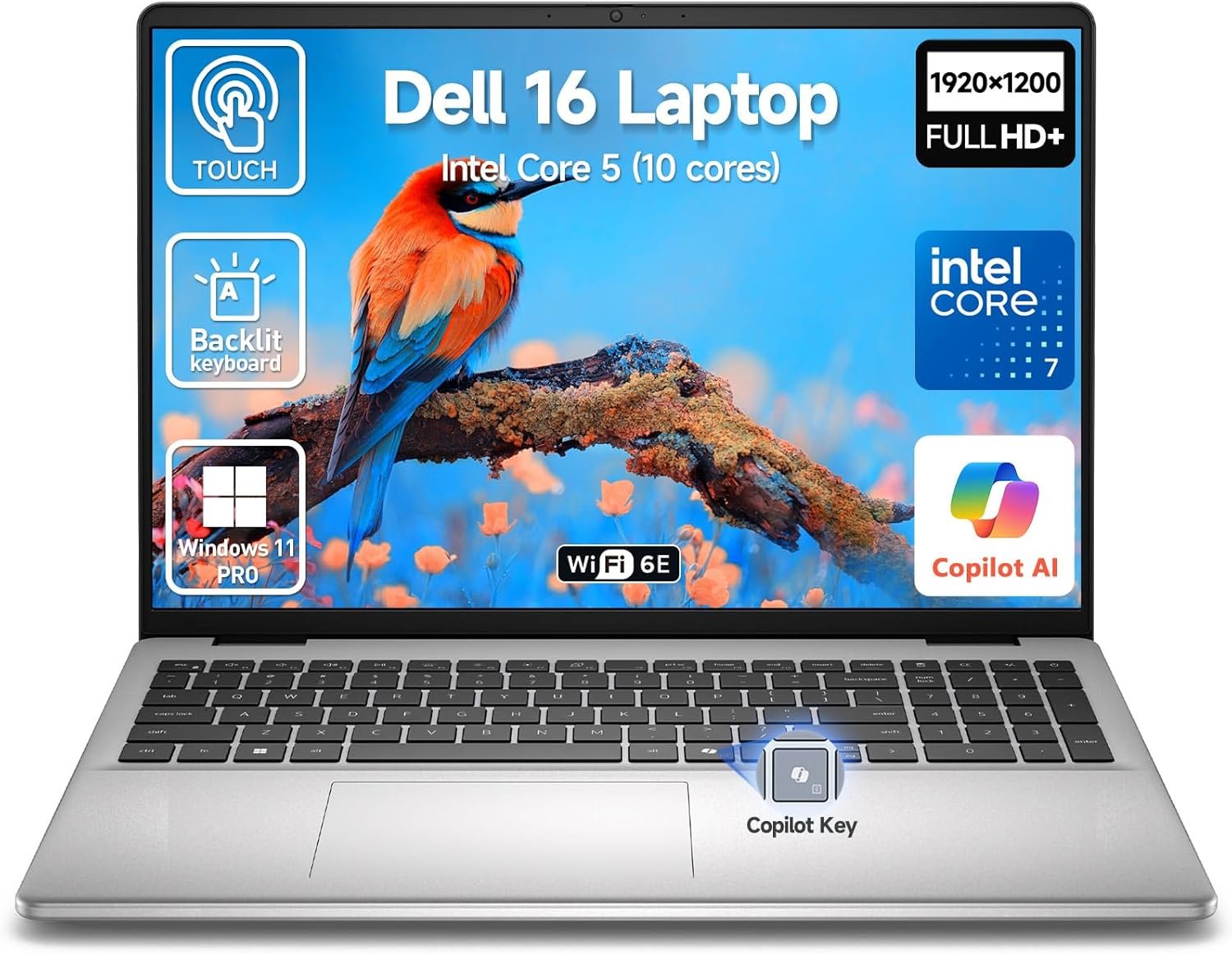 Dell 2026 16 Laptop Touchscreen Computer, 16″ FHD+ Touch Screen Business Laptop PC, Intel Core 7 (10-Core, >i7-1355U), 32GB DDR5 1TB SSD Windows 11 Pro, Backlit Keyboard 10-Key,Fingerprint,Wi-Fi 6E