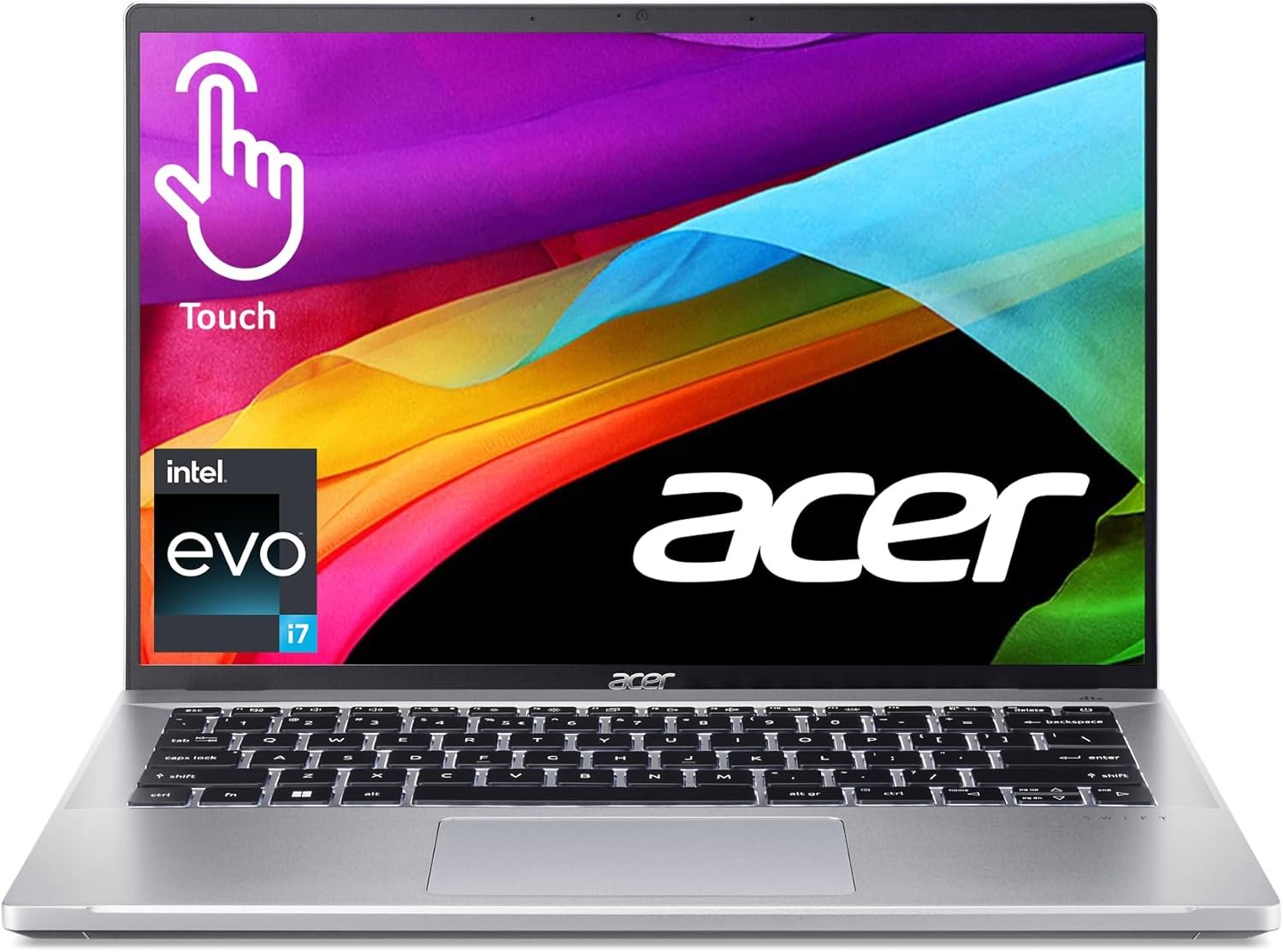 Acer Swift Go Intel Evo Thin & Light Premium Laptop 14″ 1920×1200 100% sRGB Touch Screen Display Intel Core i7-1355U Intel Iris Xe 16GB LPDDR5 512GB Gen 4 SSD SFG14-71T-72QV