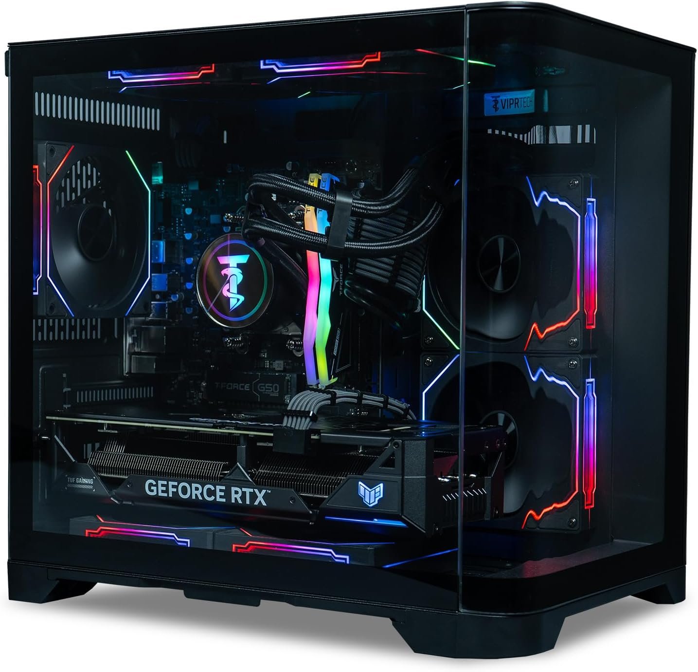 ViprTech Reaper 4.0 Gaming PC – AMD Ryzen 7 8700F (5.0Ghz Liquid Cooled), RTX 5070 12GB, 32GB DDR5 RAM, 2TB NVMe SSD, 800W Gold, VR-Ready, WiFi BT, Win 11, Desktop Computer, Black